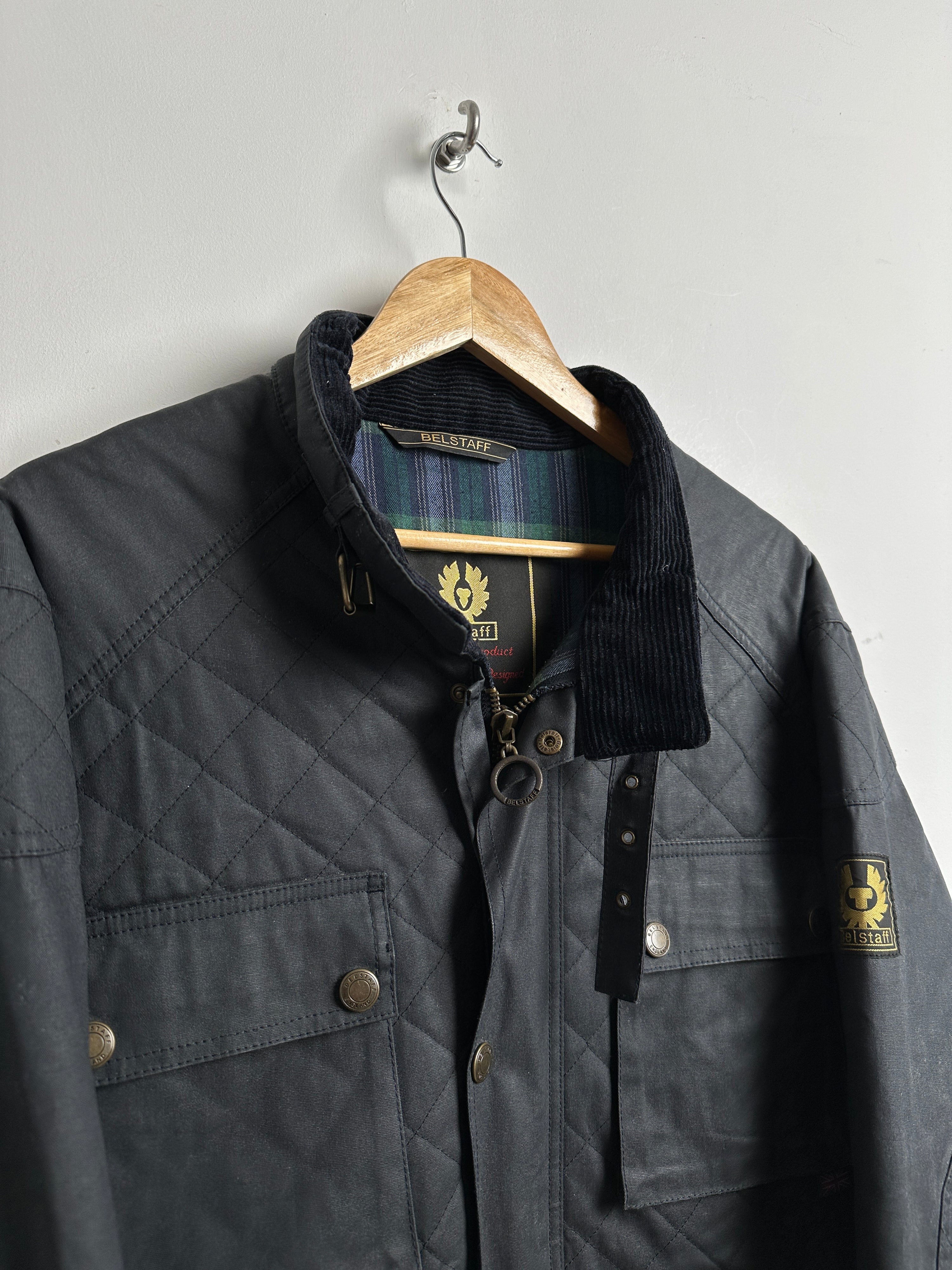 Belstaff waxed jacket in blue - thrift.mt