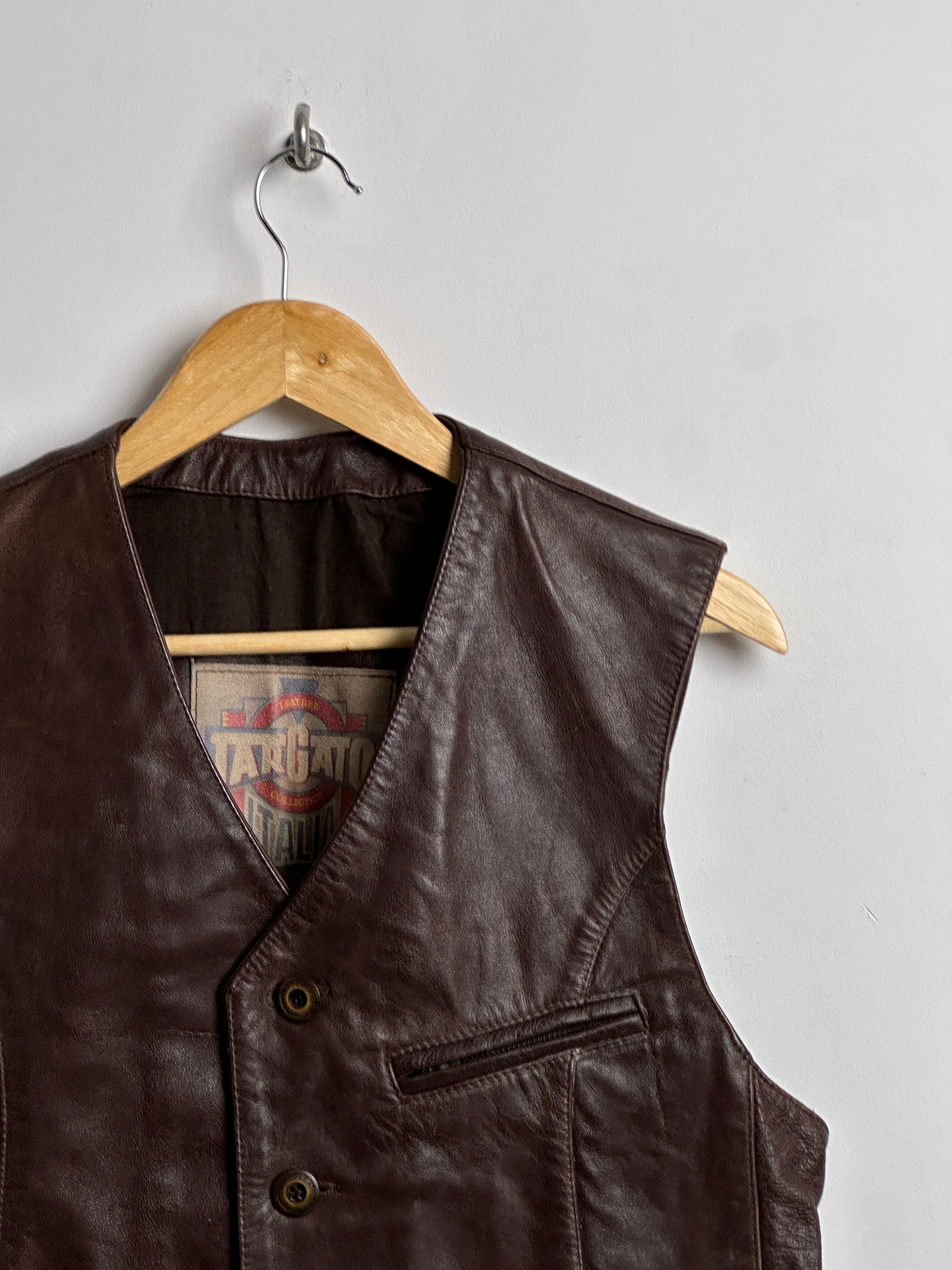 Vintage Tarcato leather waist coat in brown