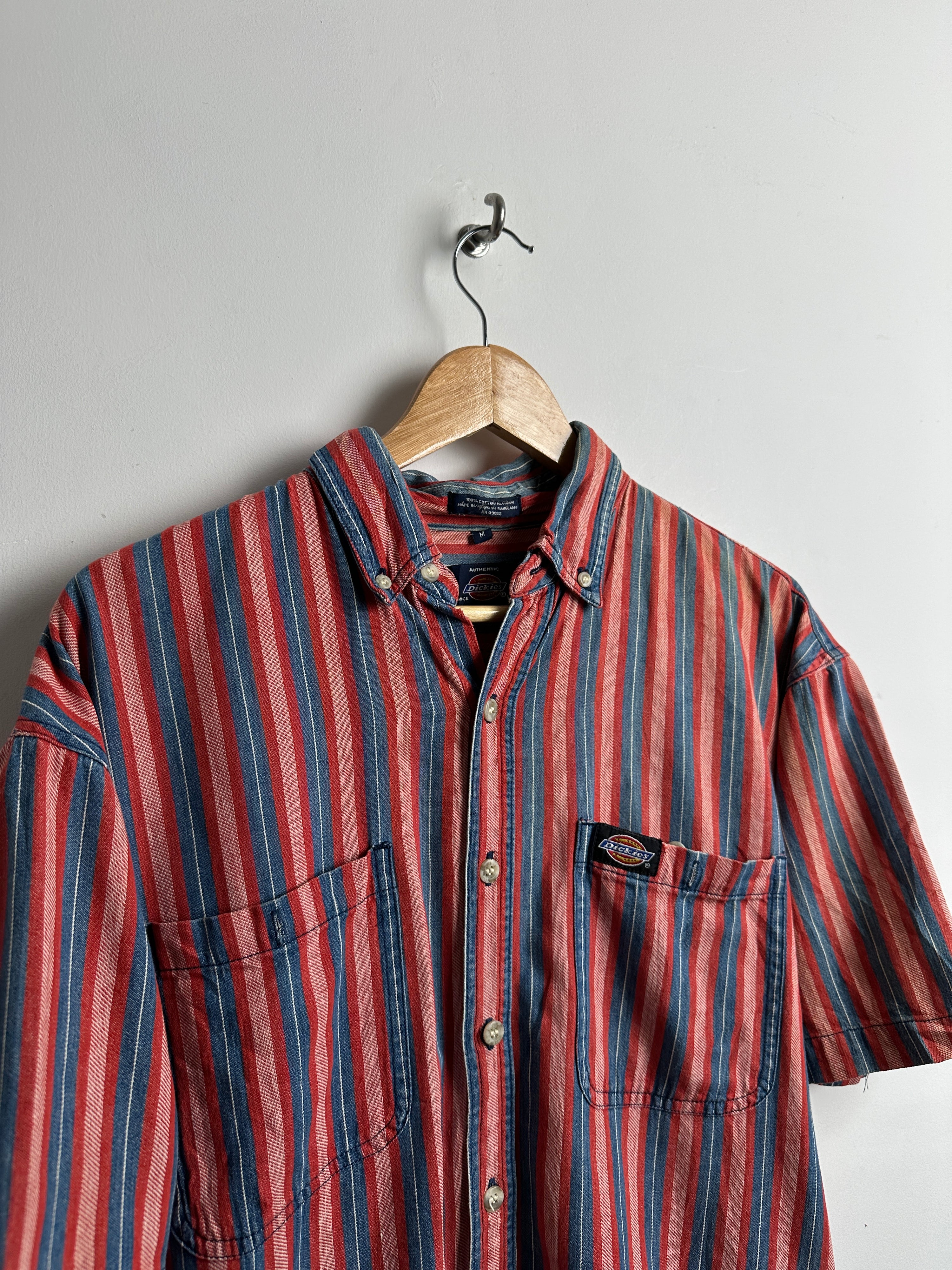 Dickies button up striped tee red and blue