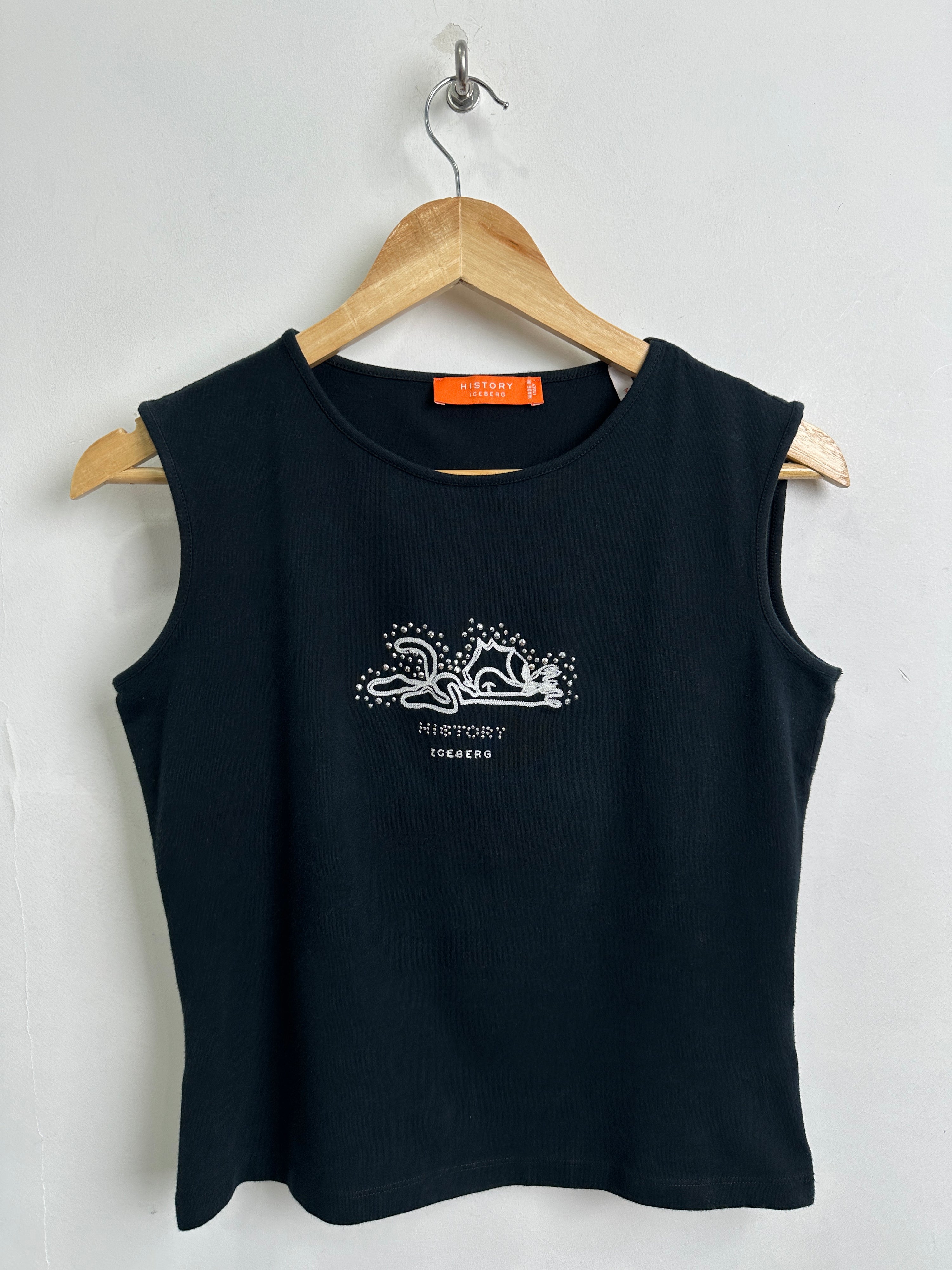 HISTORY ICEBERG bedazzled tank top in black