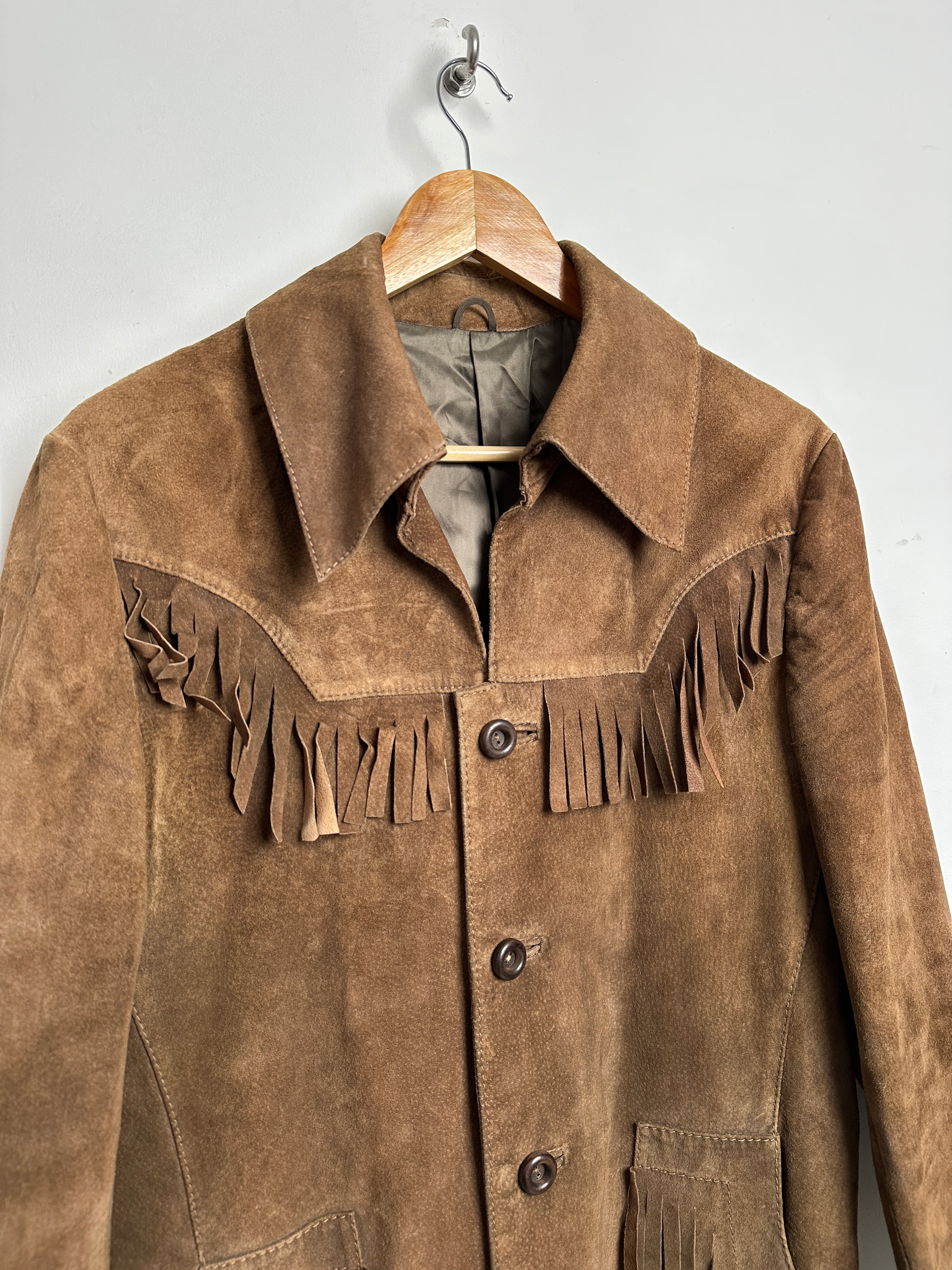 Brown Botton Up Fringe Jacket