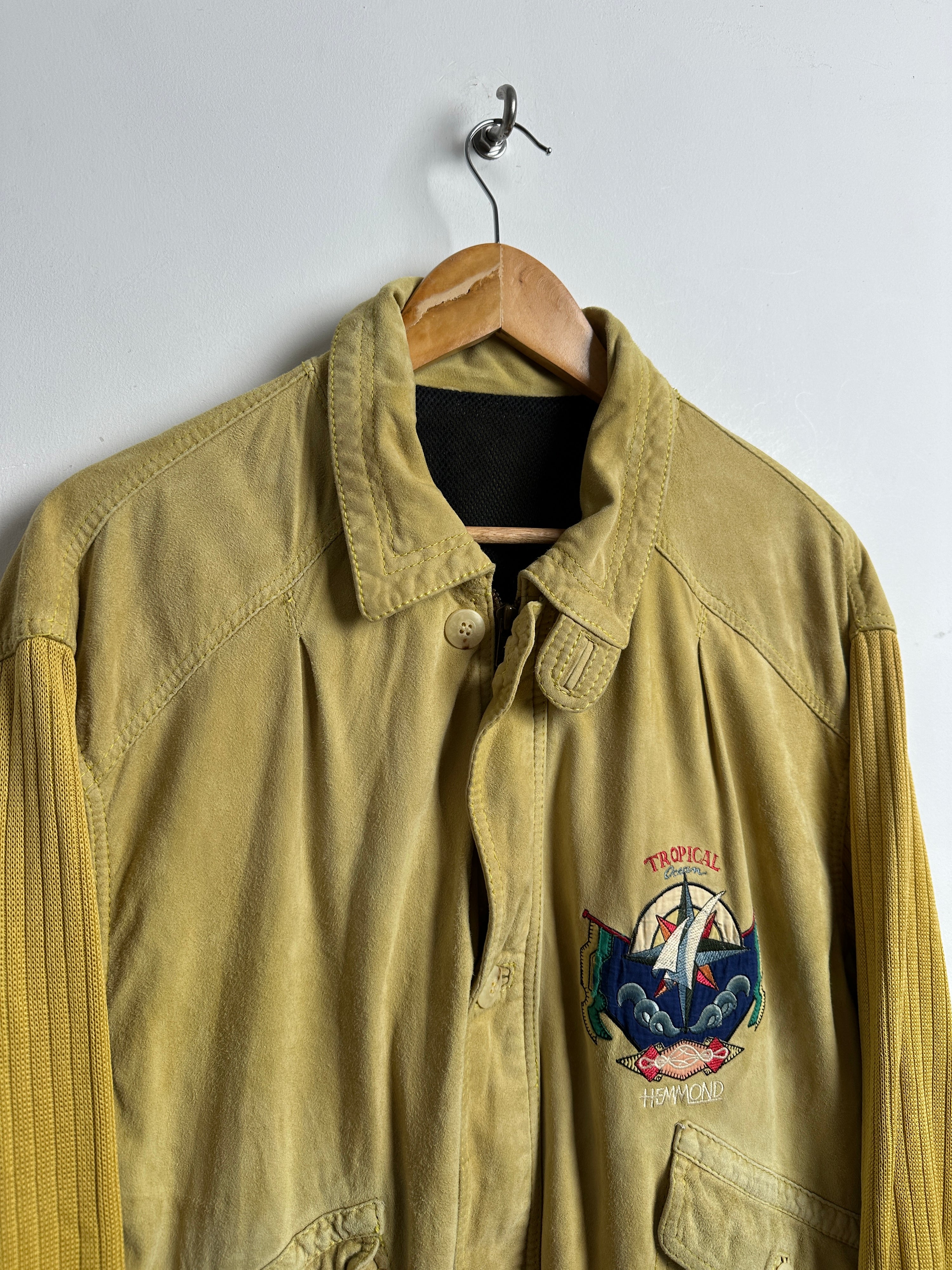 Tropical Hemmond suede and knit jacket in yellow