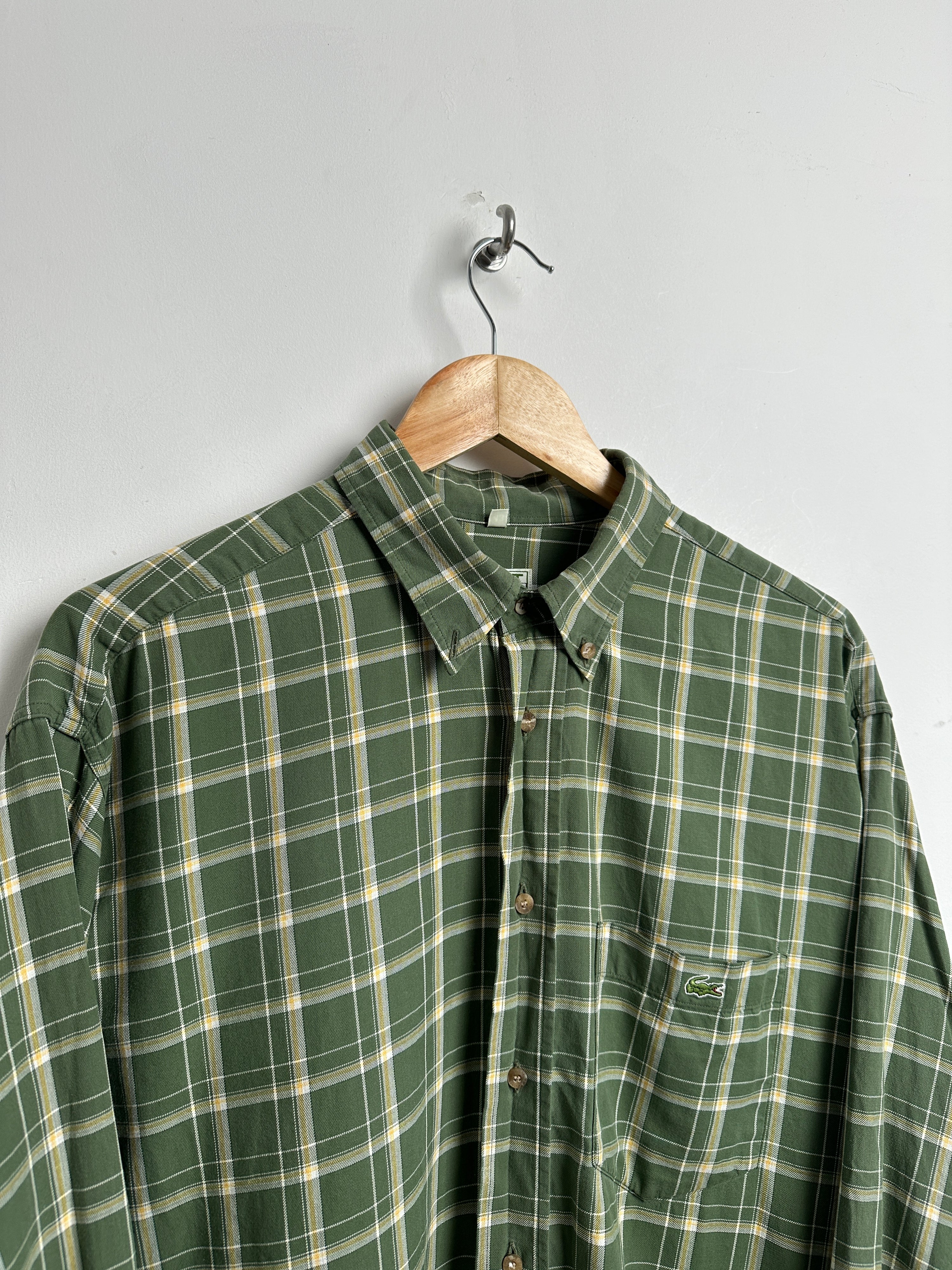 LACOSTE green checked long sleeve shirt