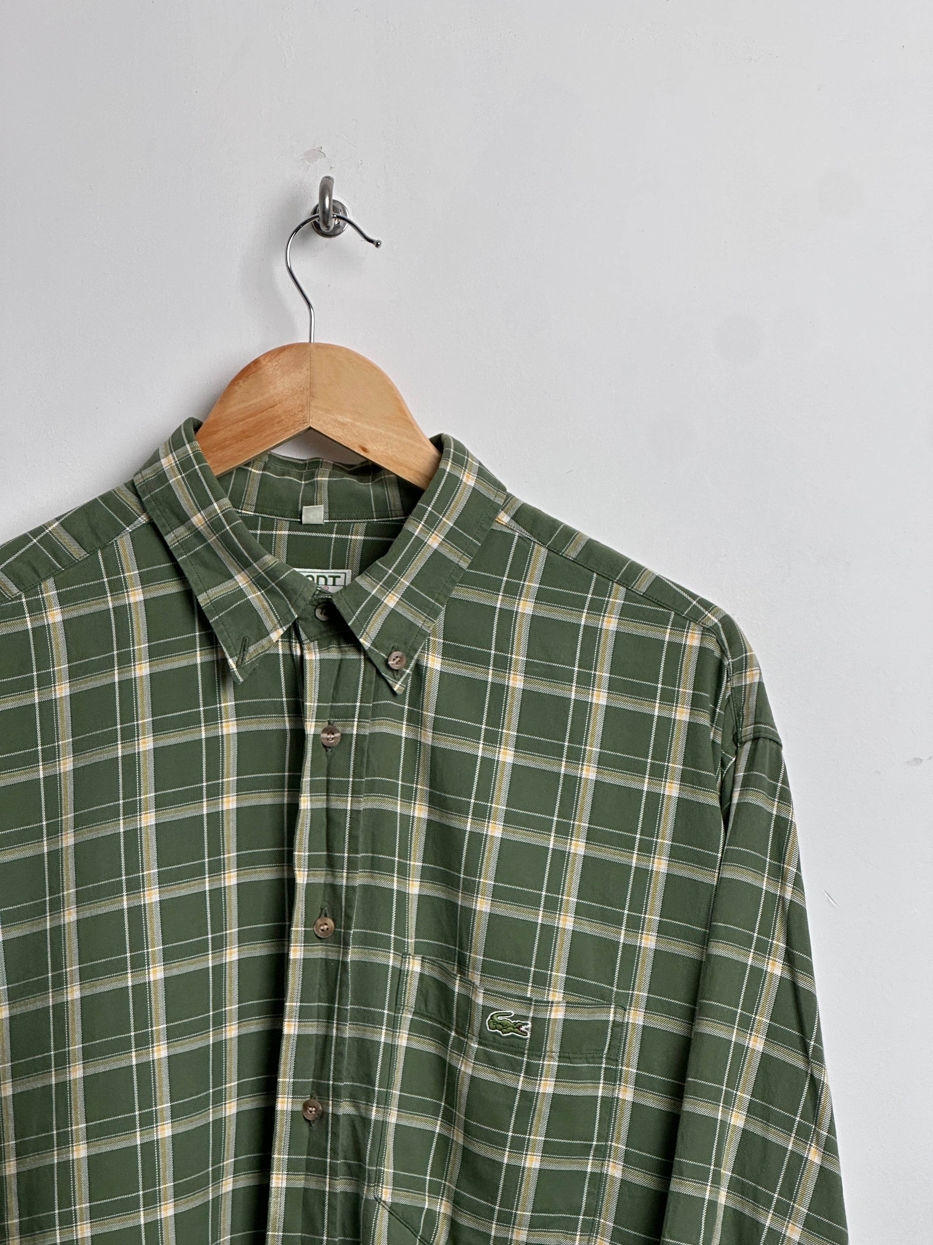 LACOSTE green checked long sleeve shirt