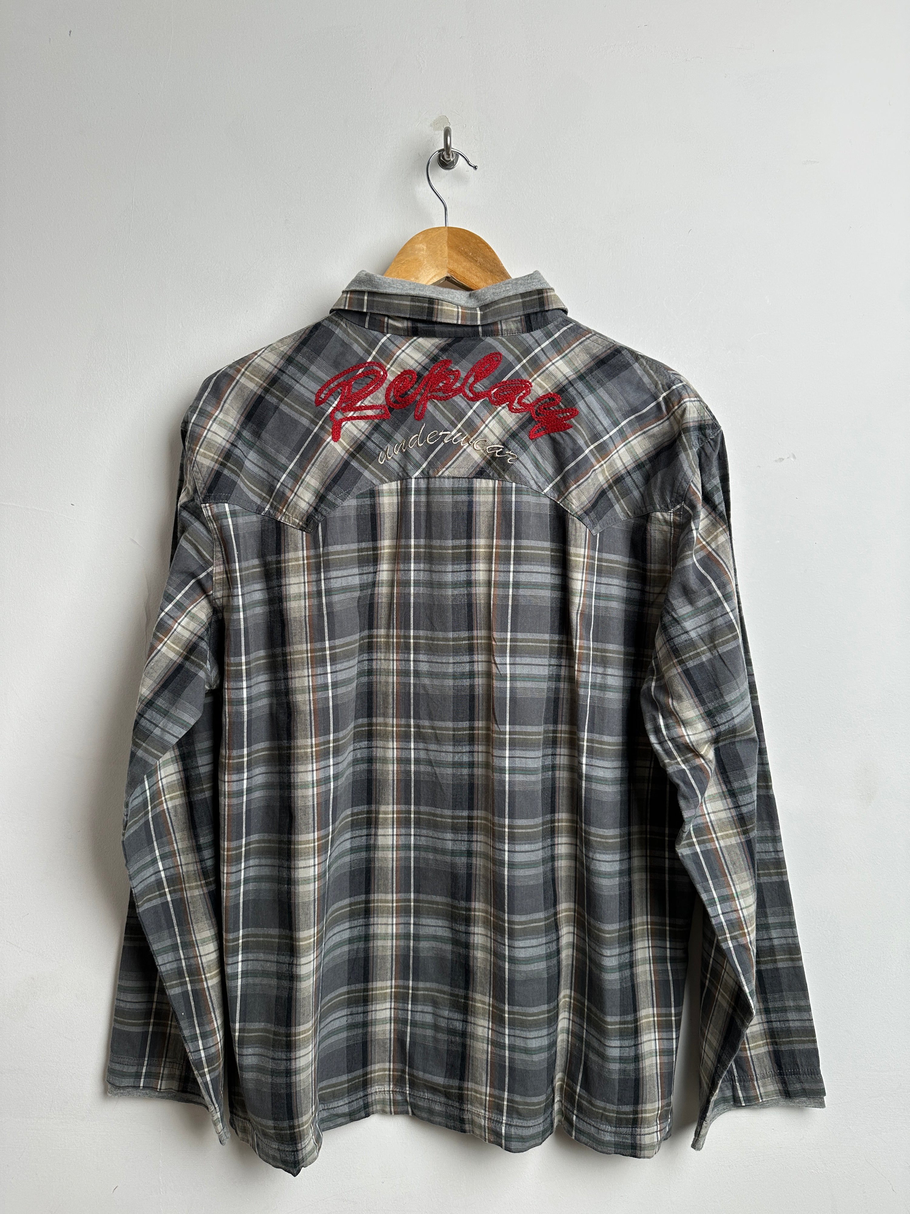 REPLAY checked long sleeve shirt