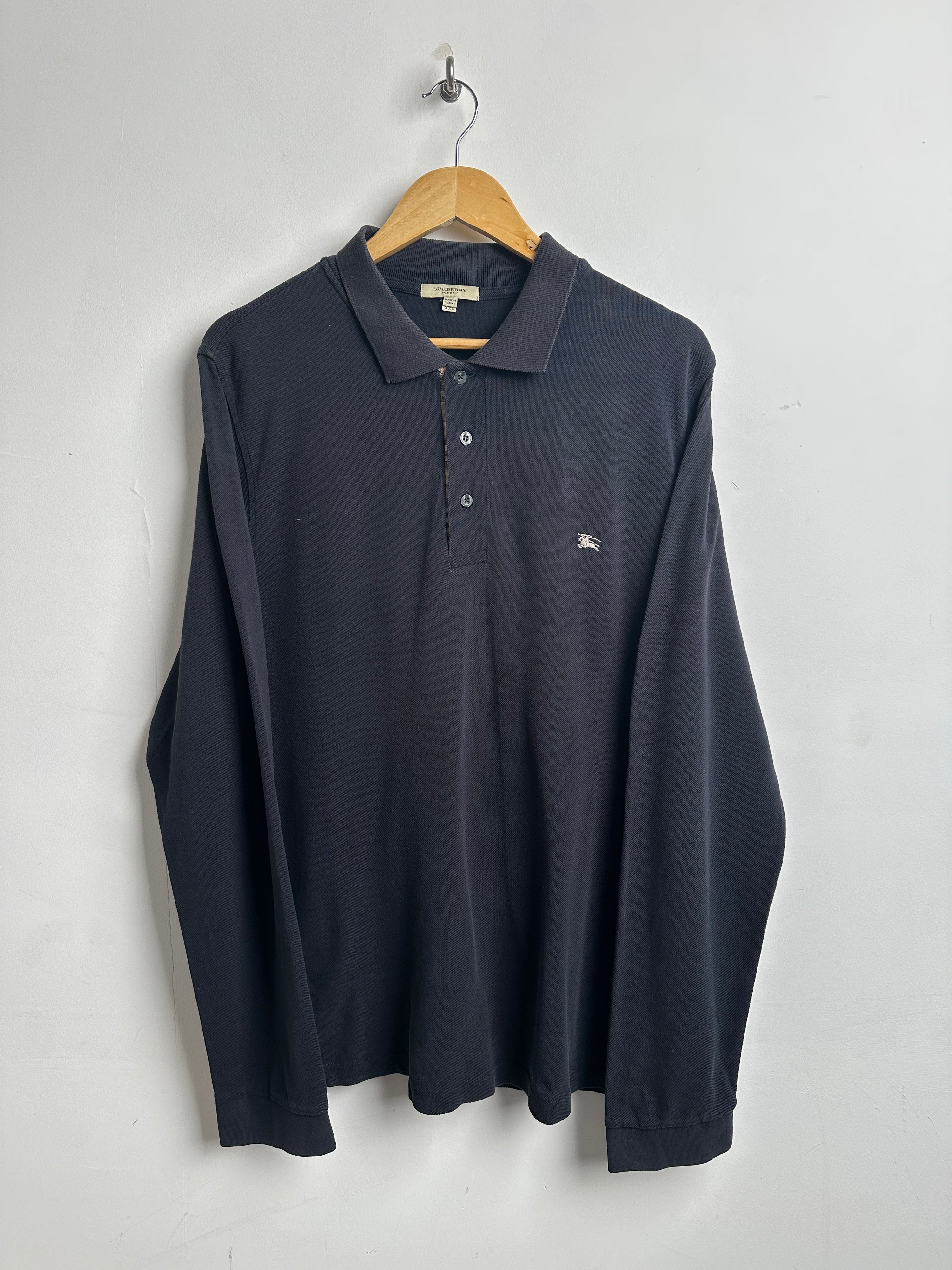 BURBERRY LONDON long sleeve poloshirt in black