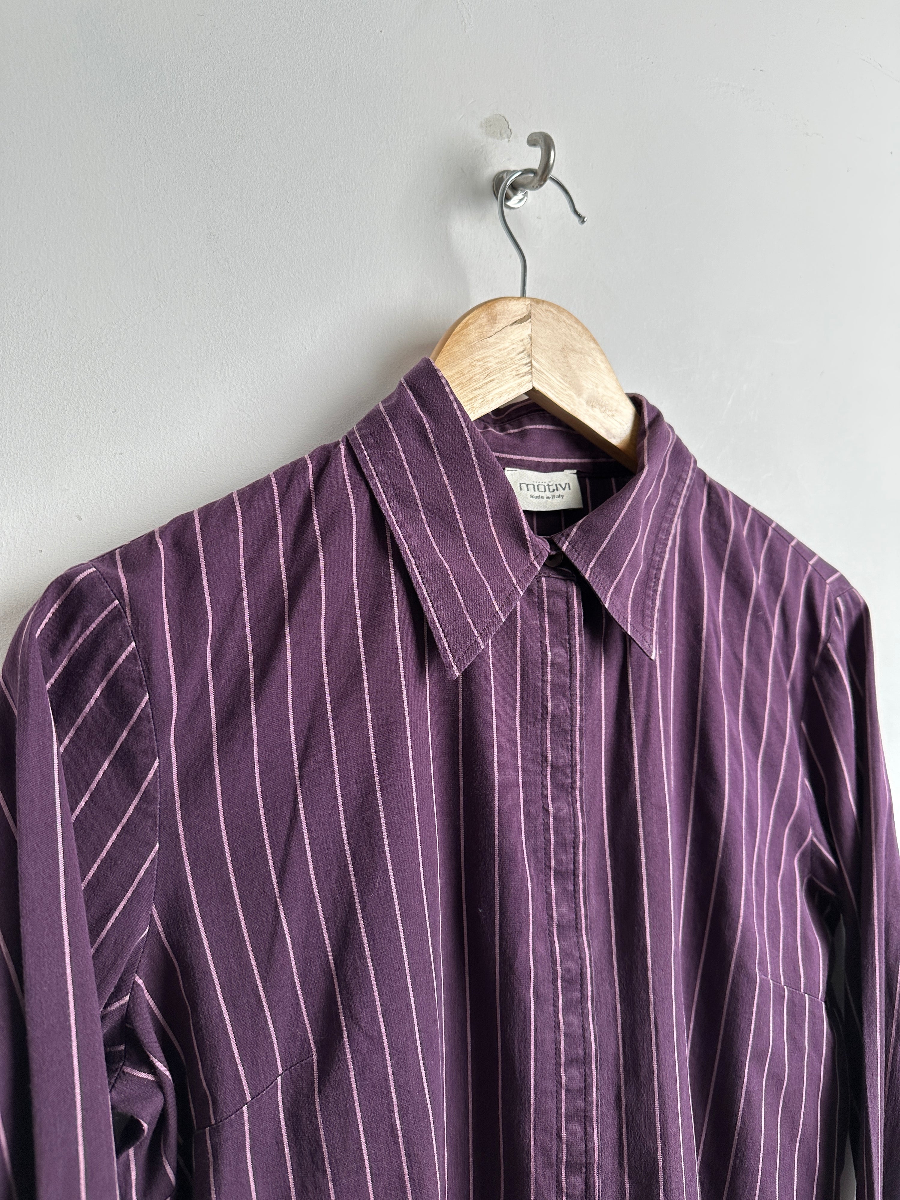 MOTIVI long sleeve shirt in purple with stripes - thrift.mt