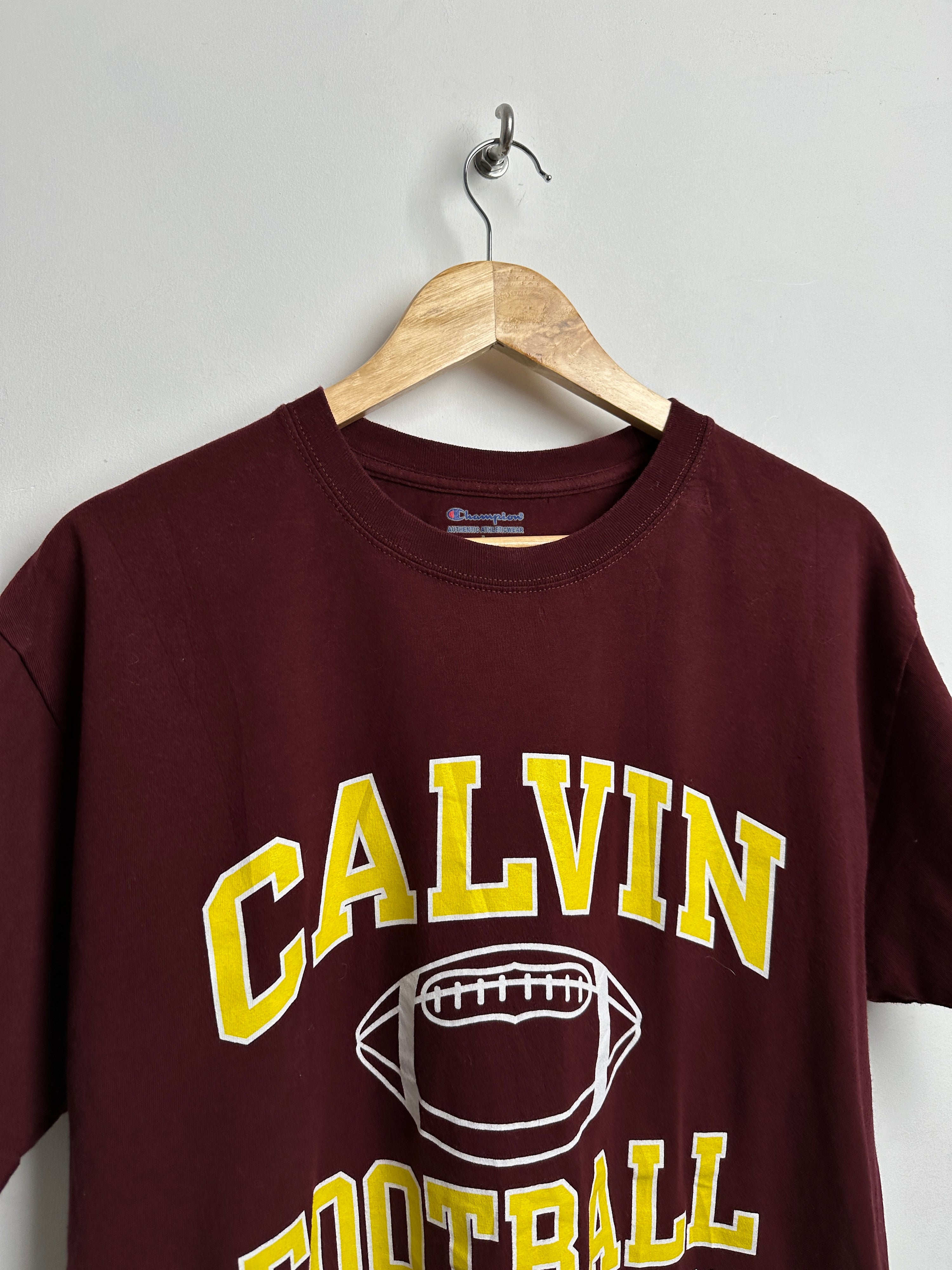 Champion Calvin Football tee in maroon red