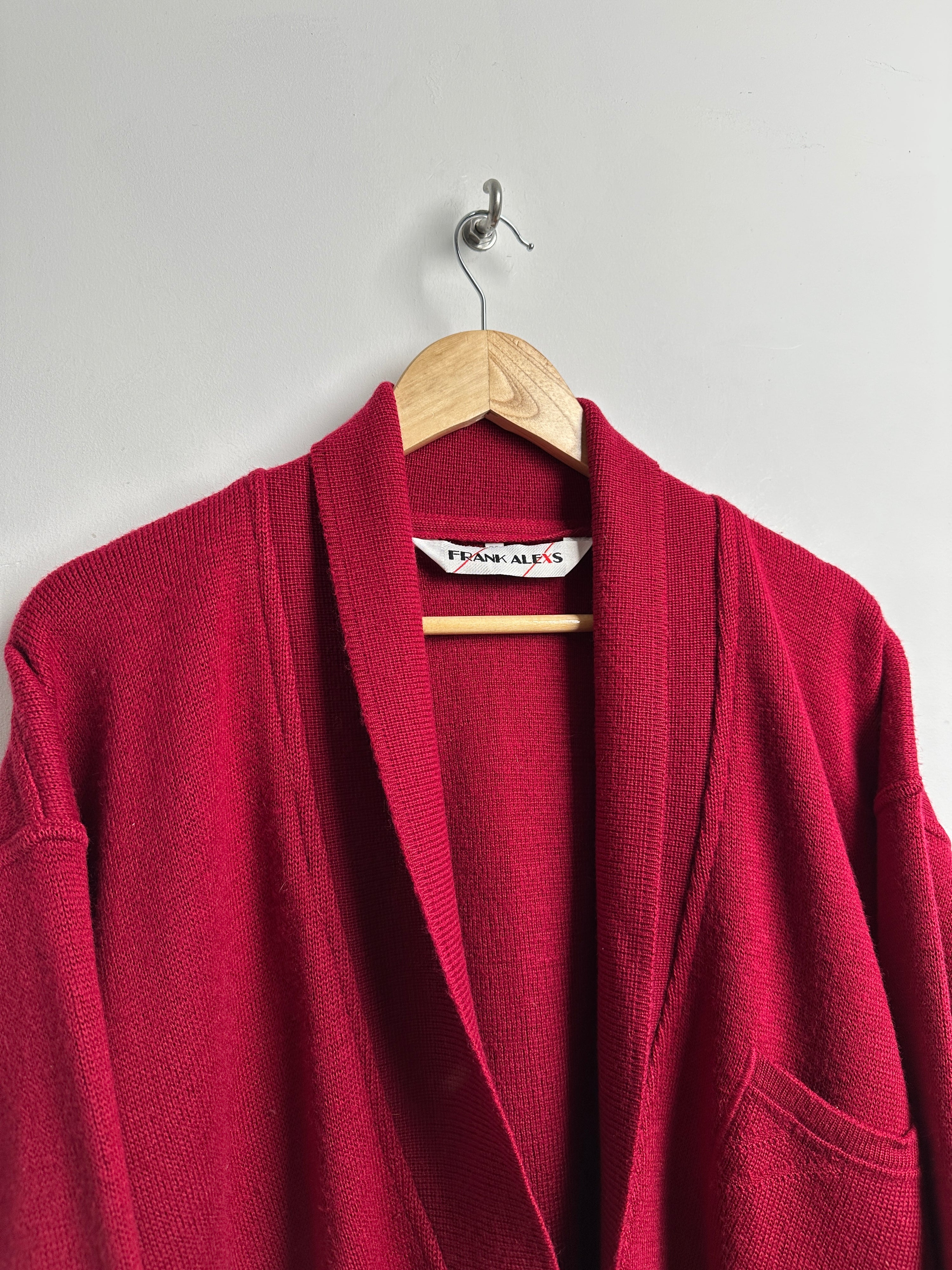 Frank Alexs button-down knit cardigan in dark red