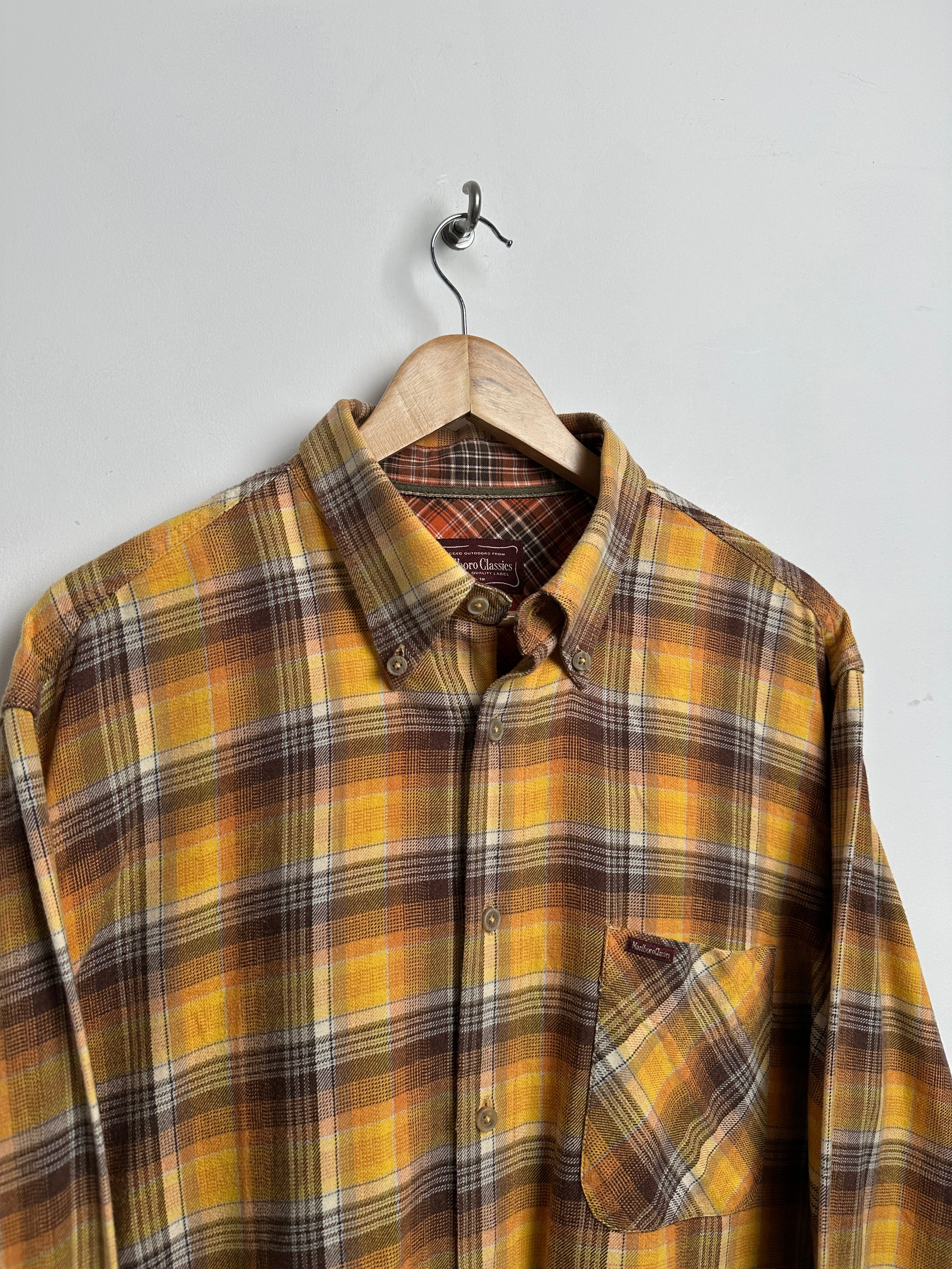 Marlboro Classics checked flannel shirt in yellow