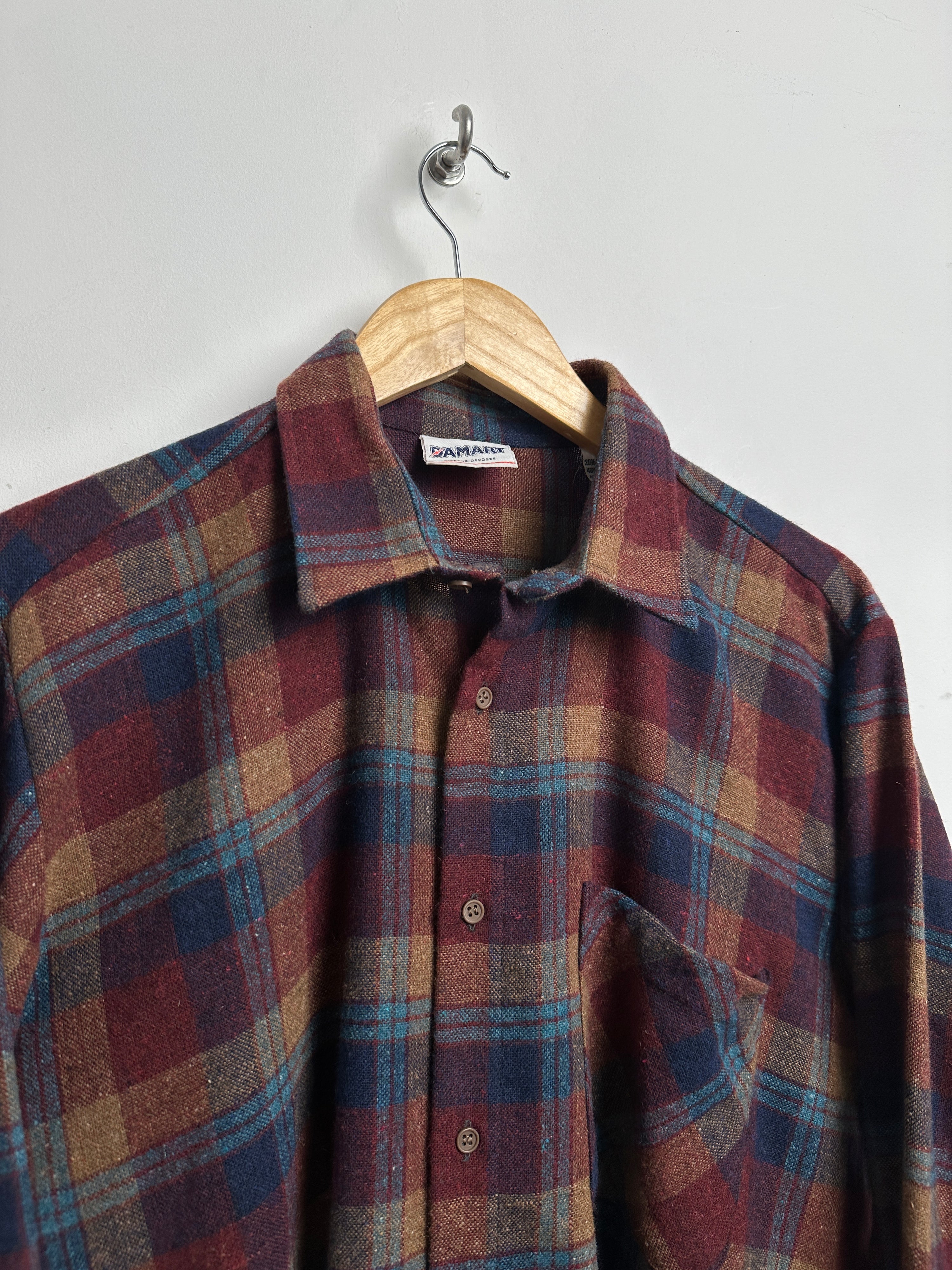 Vintage flannel checked shirt in red and blue