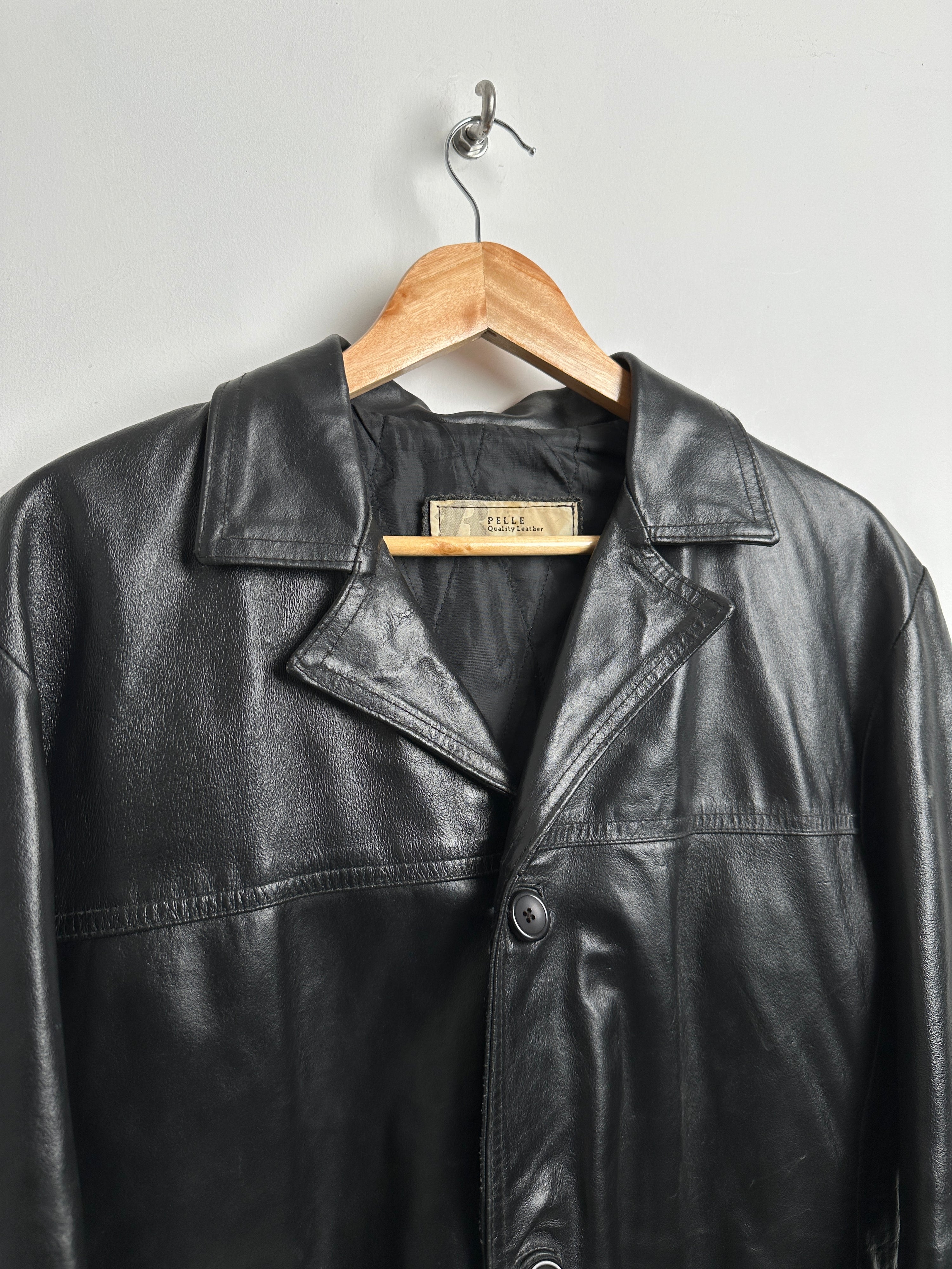 PELLE leather jacket button up