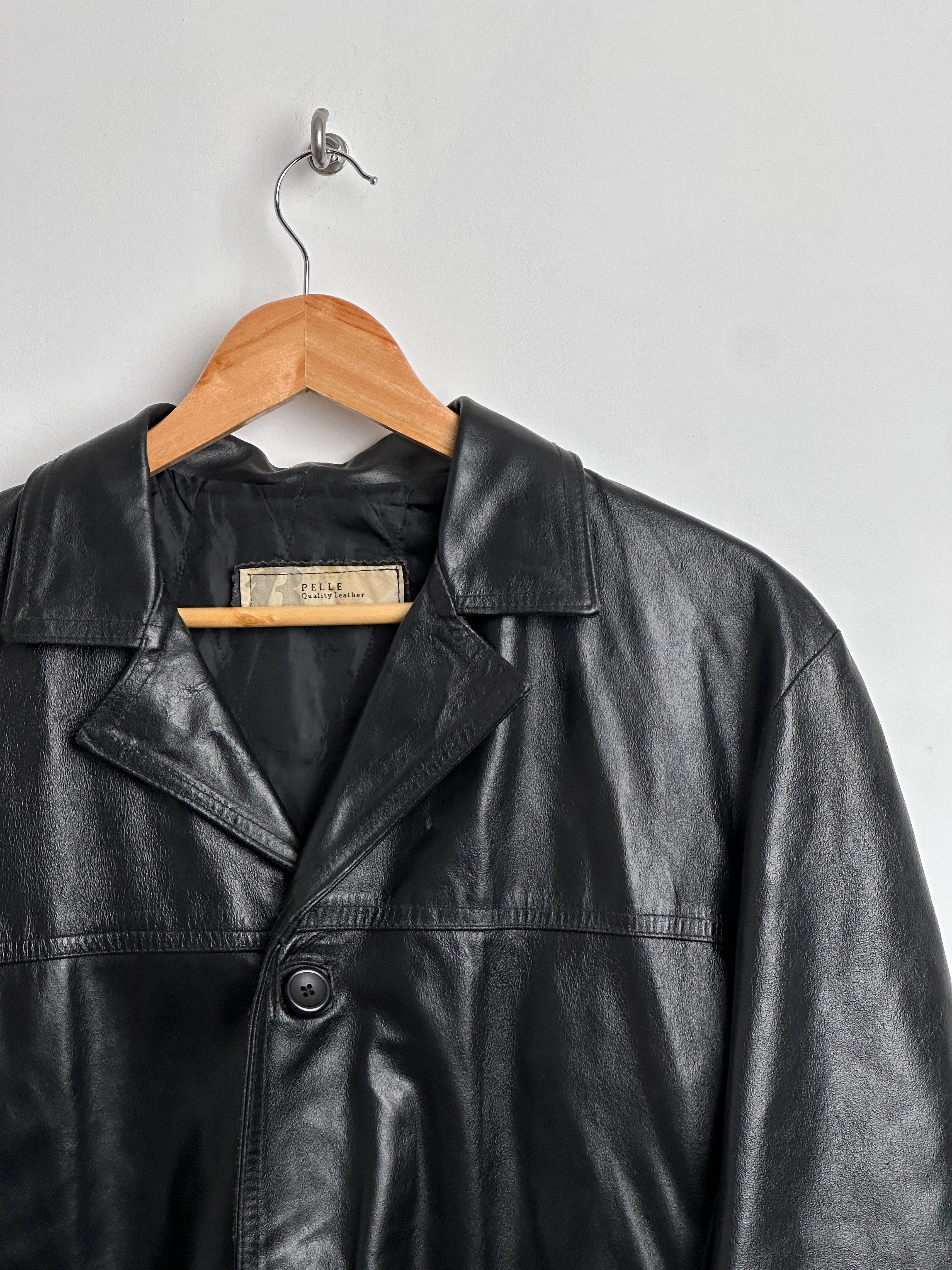 PELLE leather jacket button up