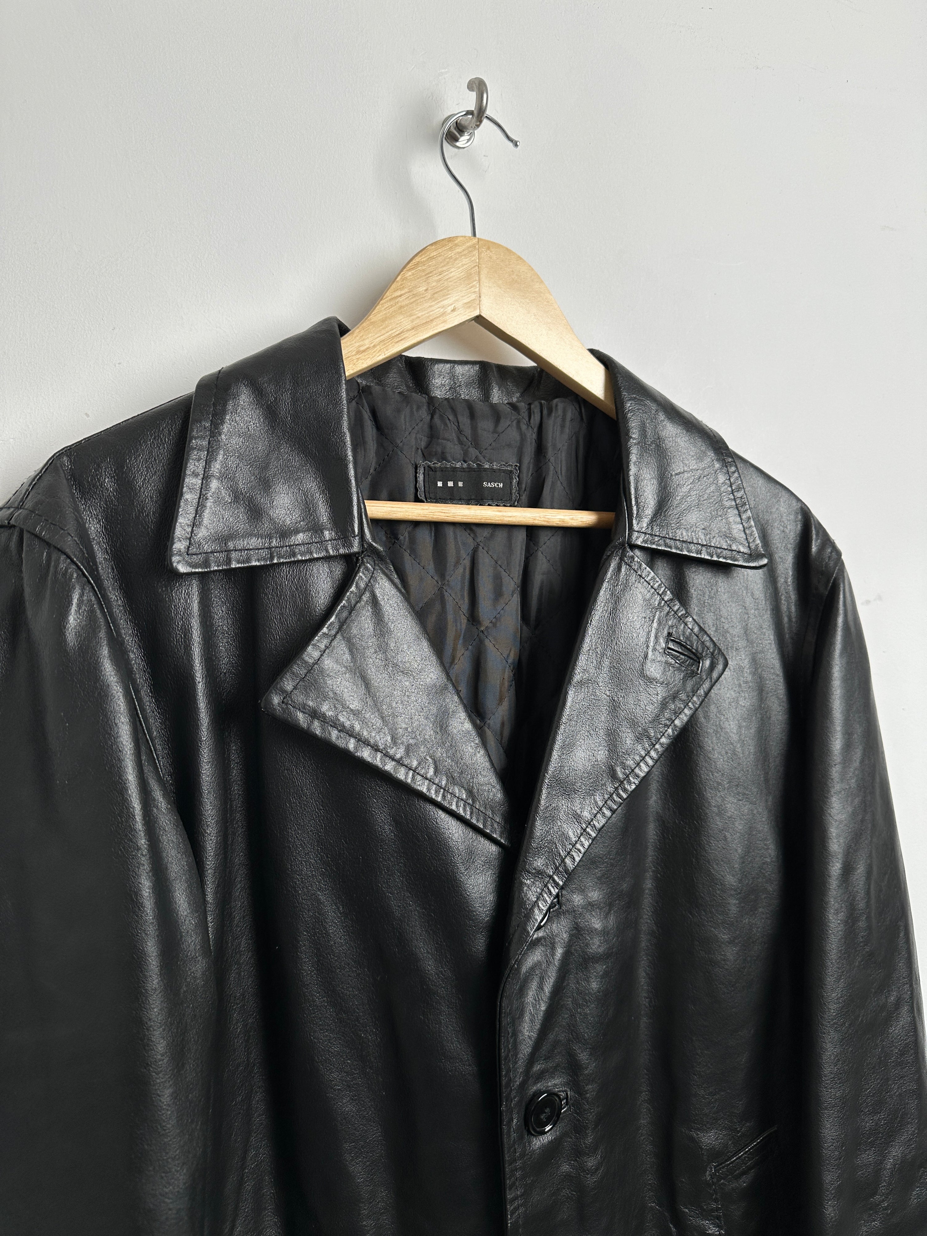 SASCH long leather jacket in black