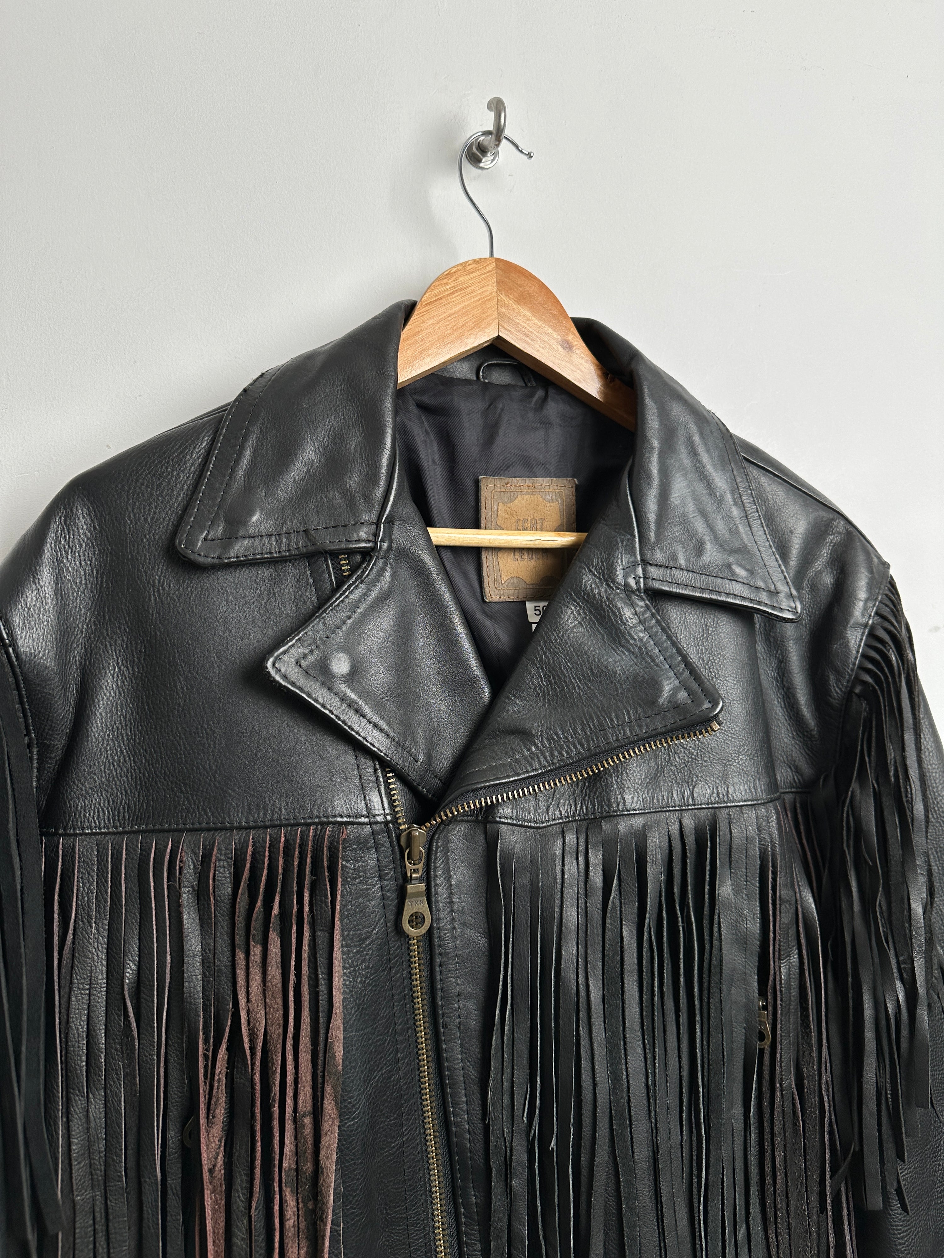 ECHT LEDER black leather jacket with fringe