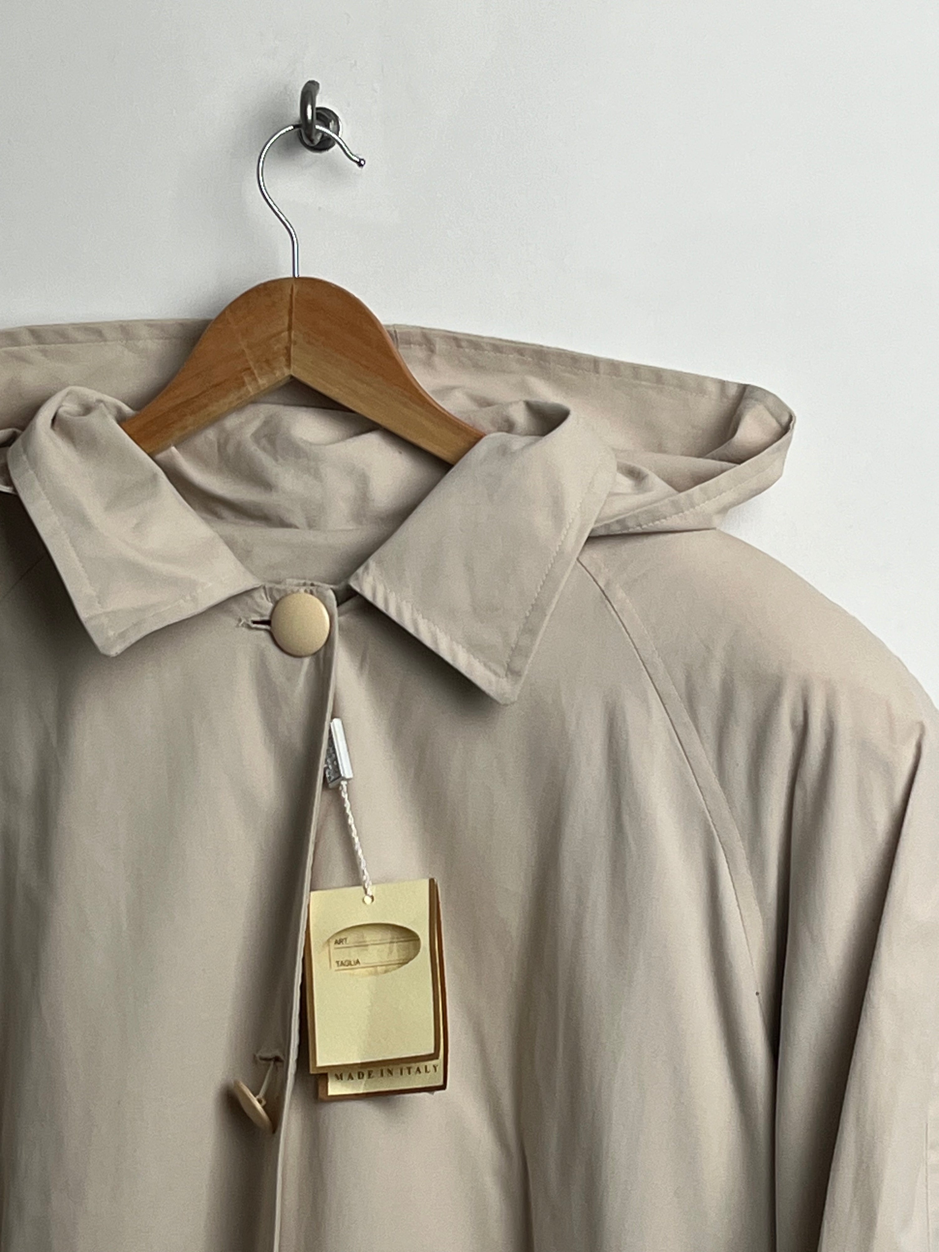 Vintage hooded trench coat in cream