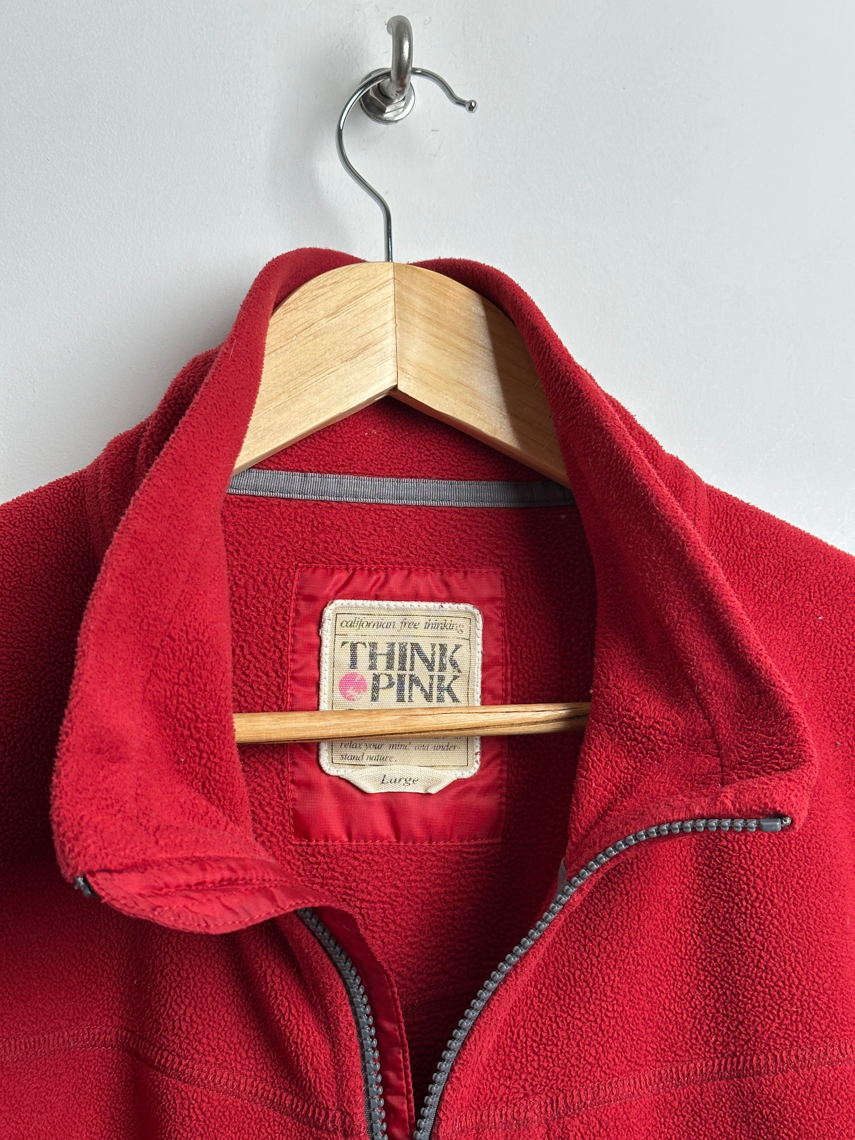 THINK PINK 90s quarter zip fleece in red