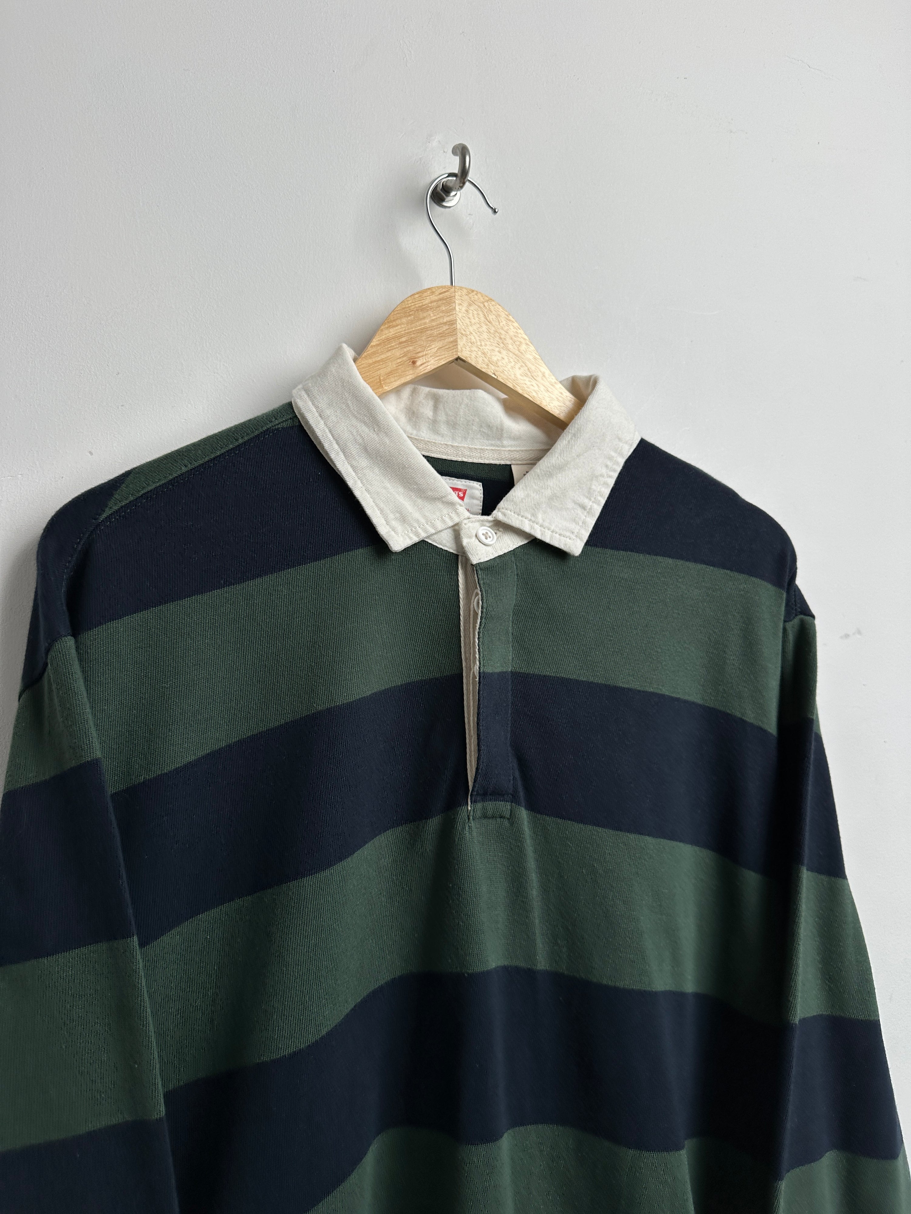 Levi's vintage long sleeve polo shirt in green and blue stripes