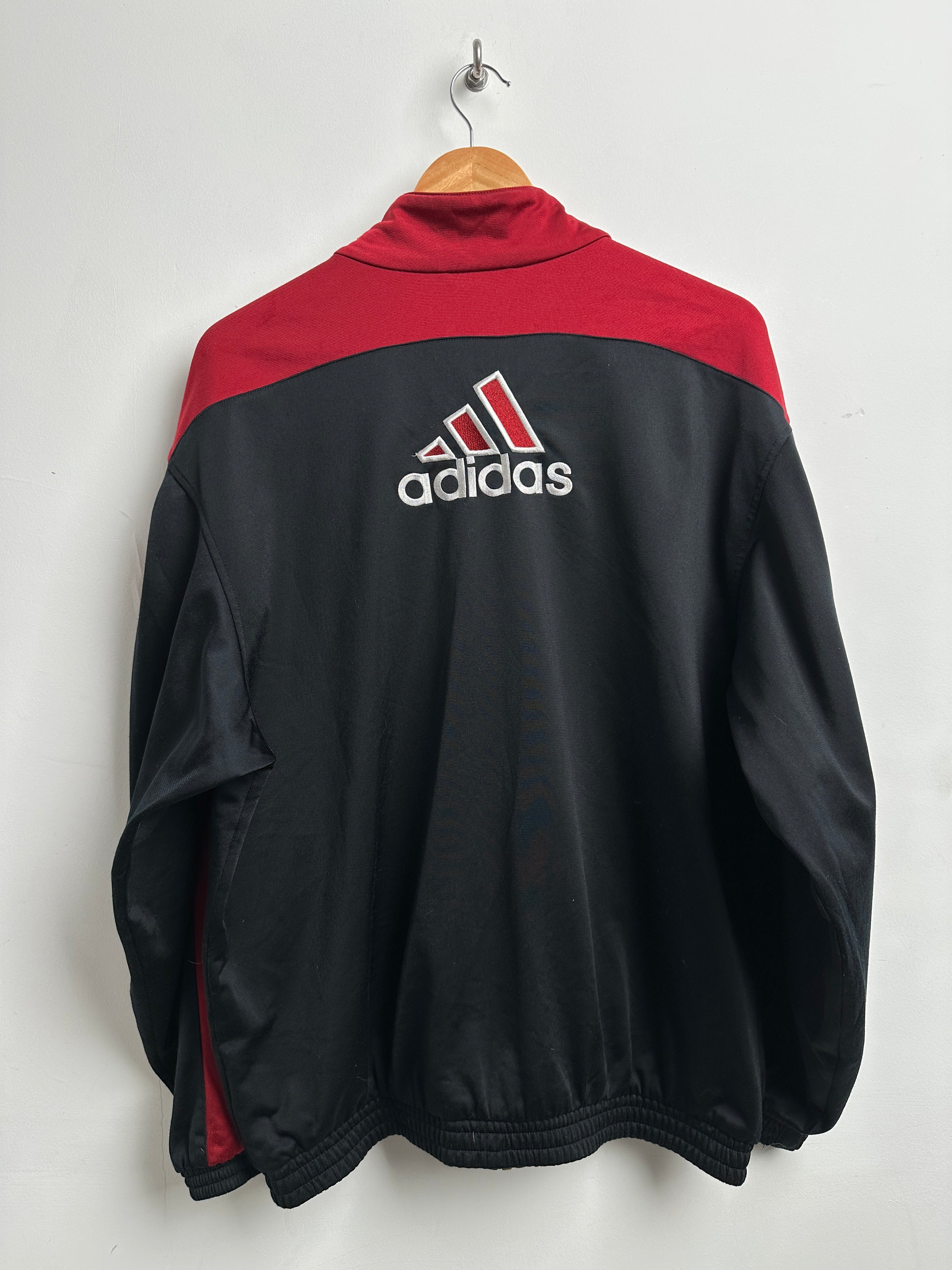 adidas zip up in red and black