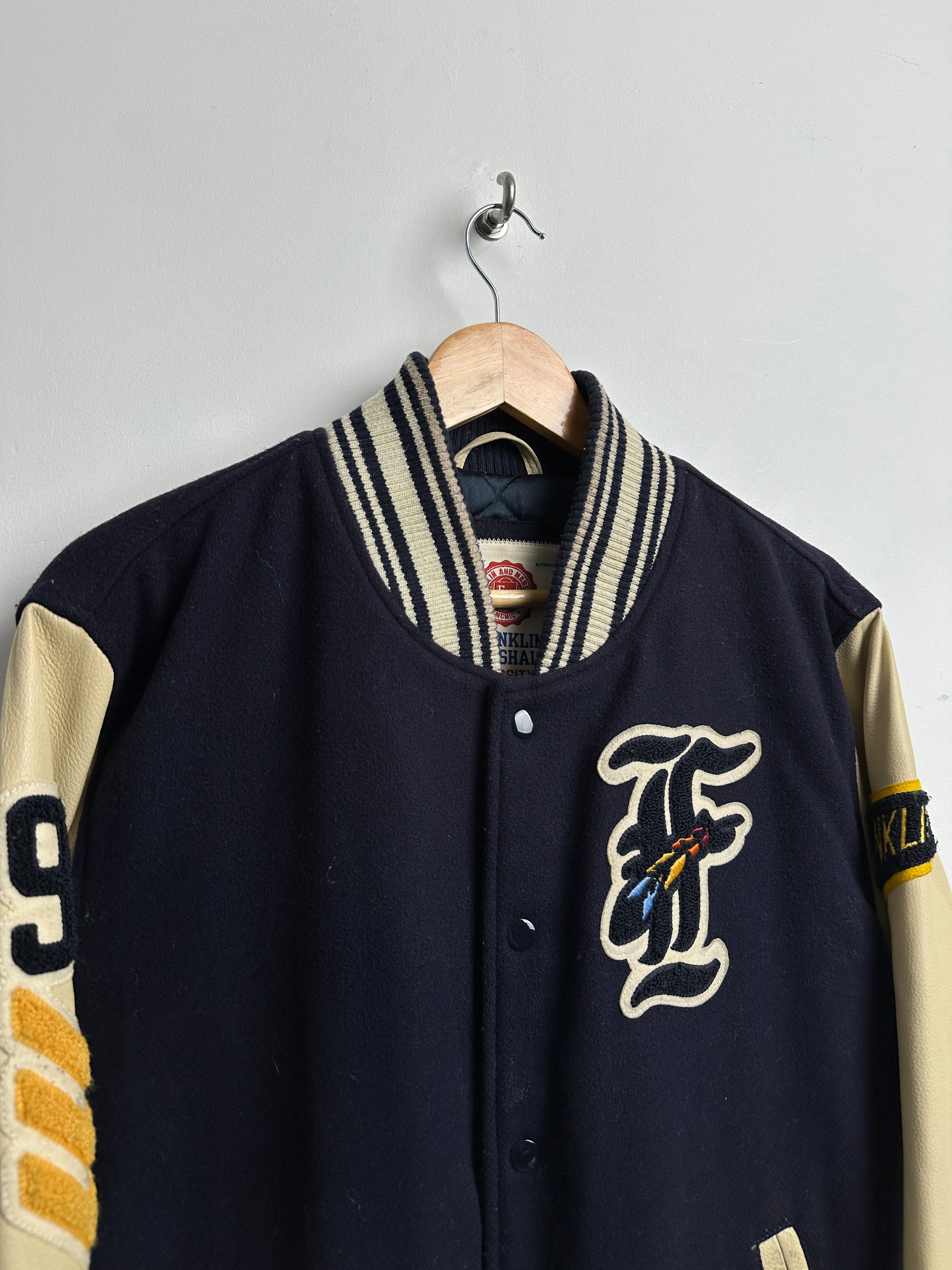 FRANKLIN MARSHALL varsity jacket blue and beige