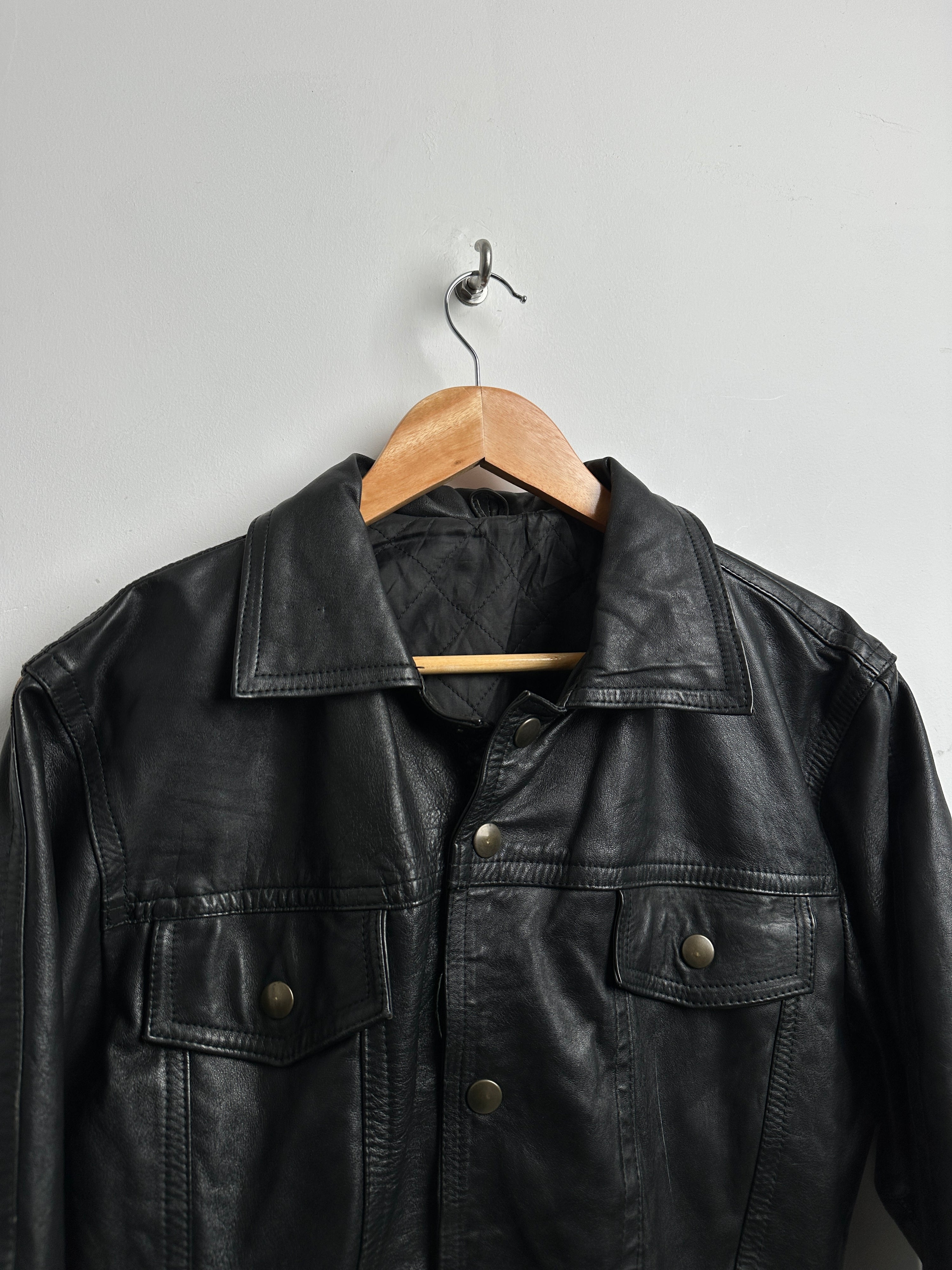 Vintage leather buckle up jacket