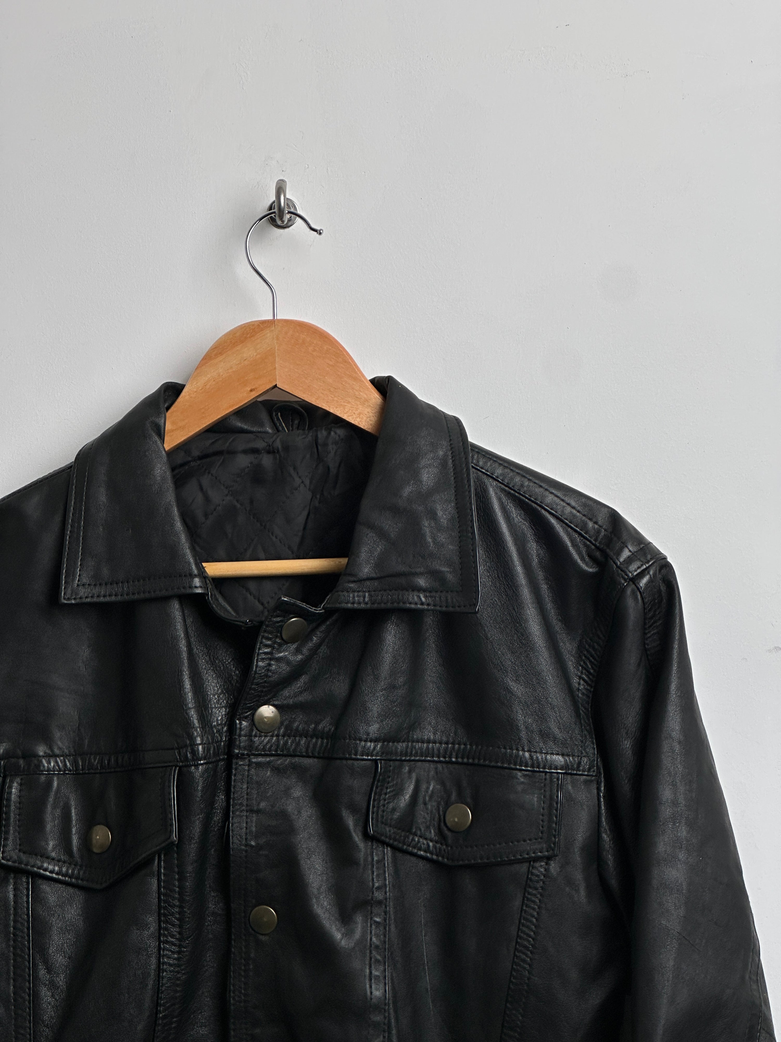 Vintage leather buckle up jacket