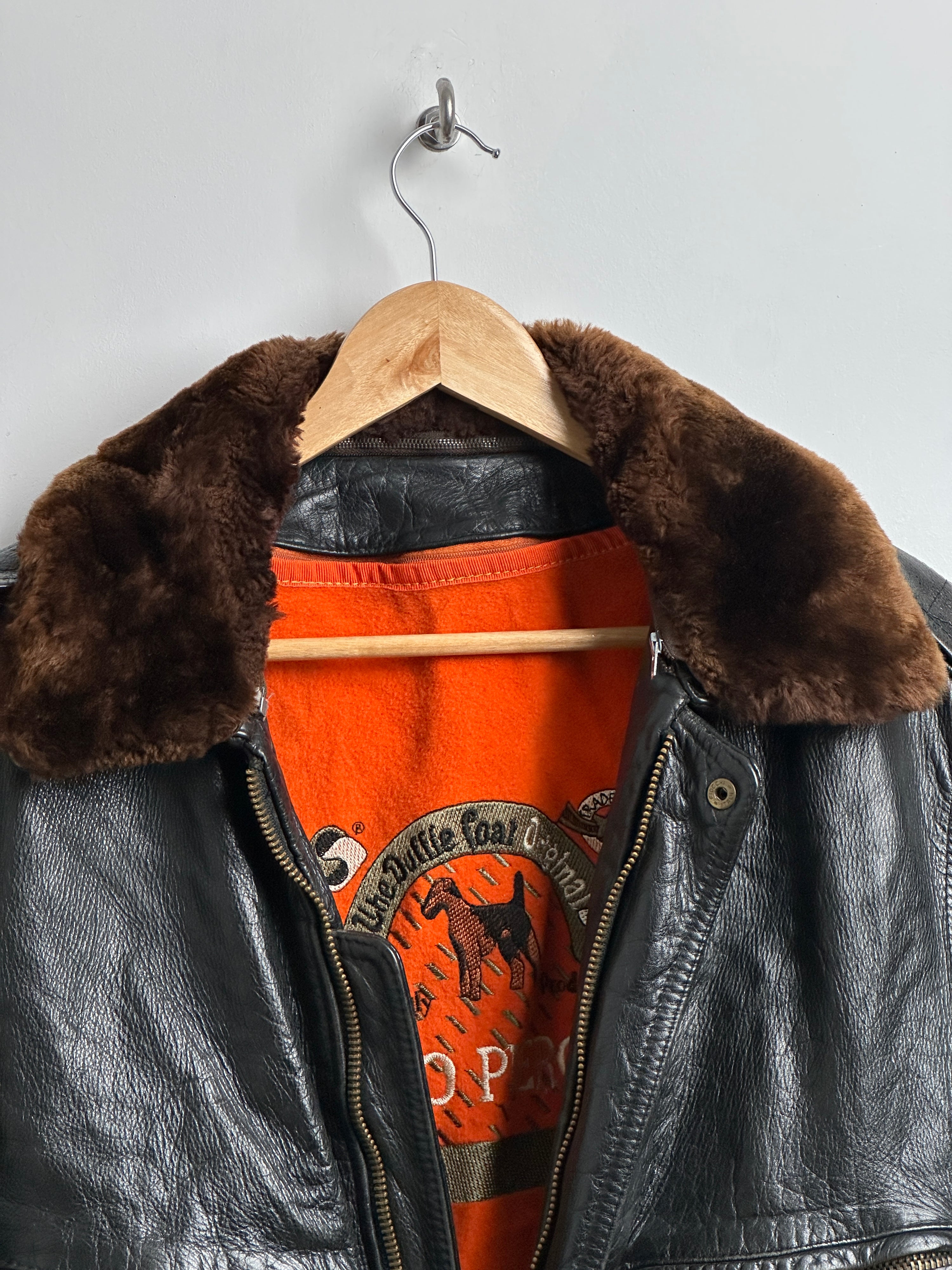 MARCO PIERGUIDI leather jacket with fur collar