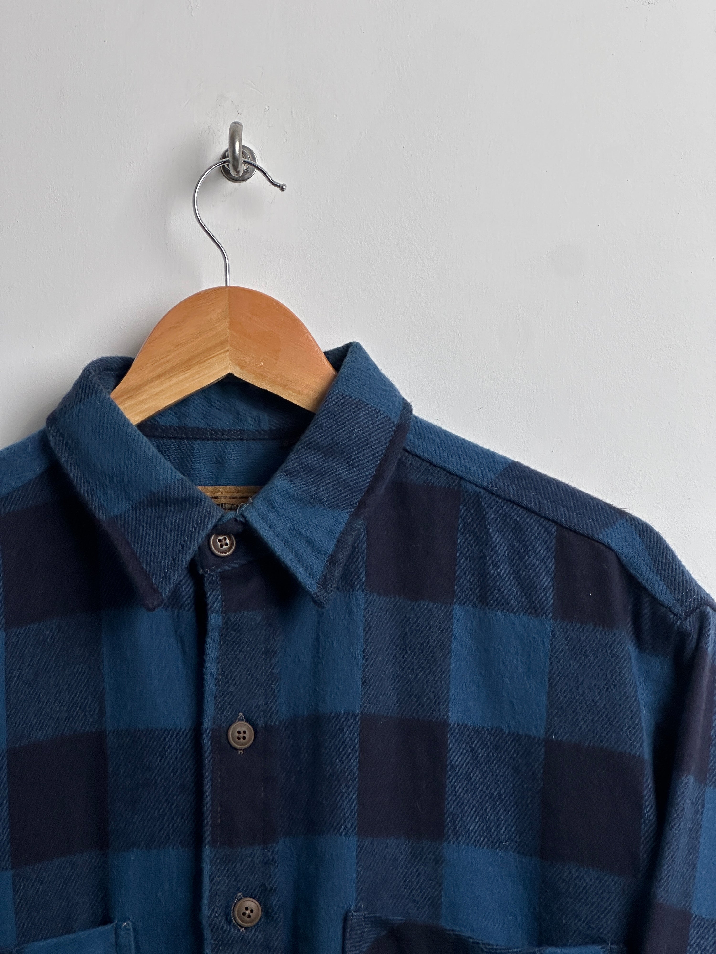 St. Johns bay navy blue flannel with brown buttons