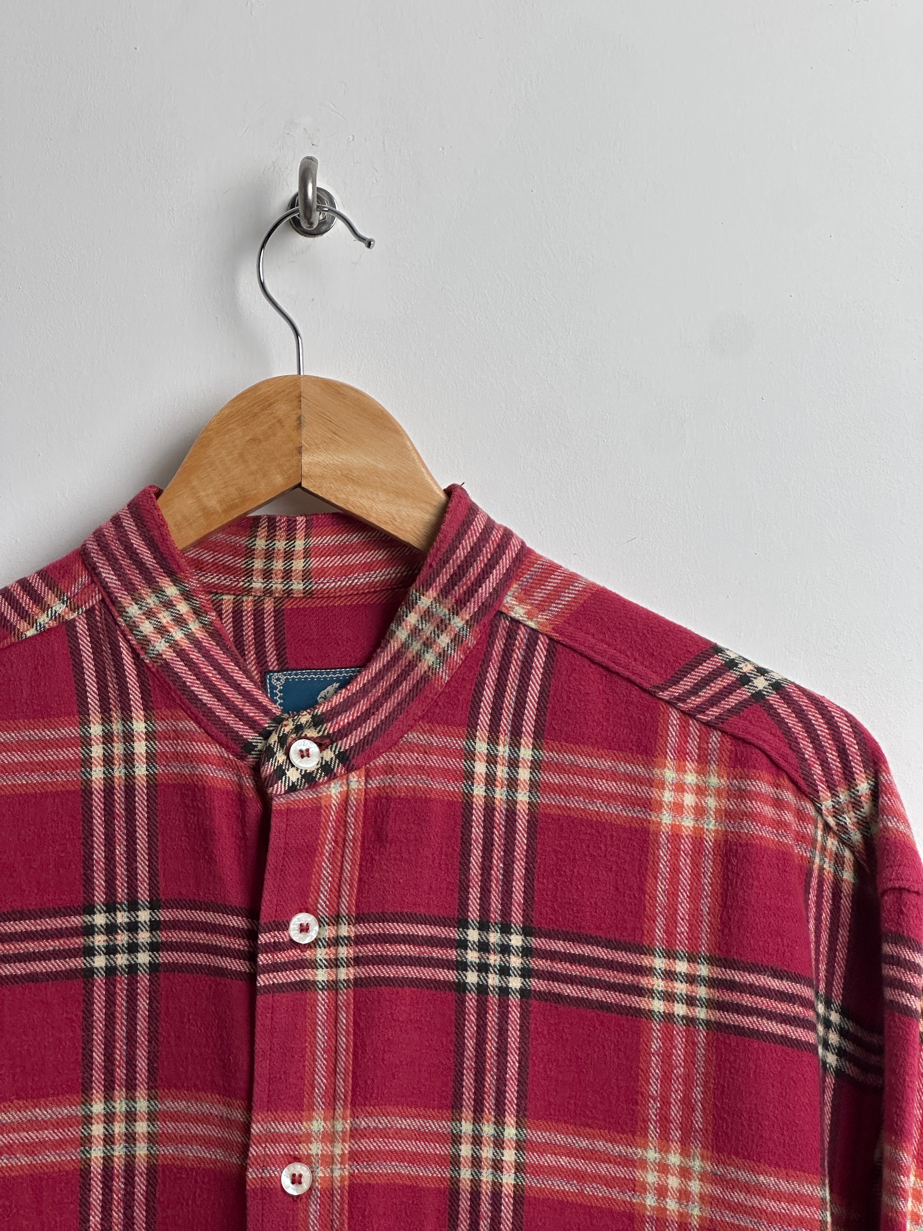 North Pole red and pink flannel shirt with Chinese collar