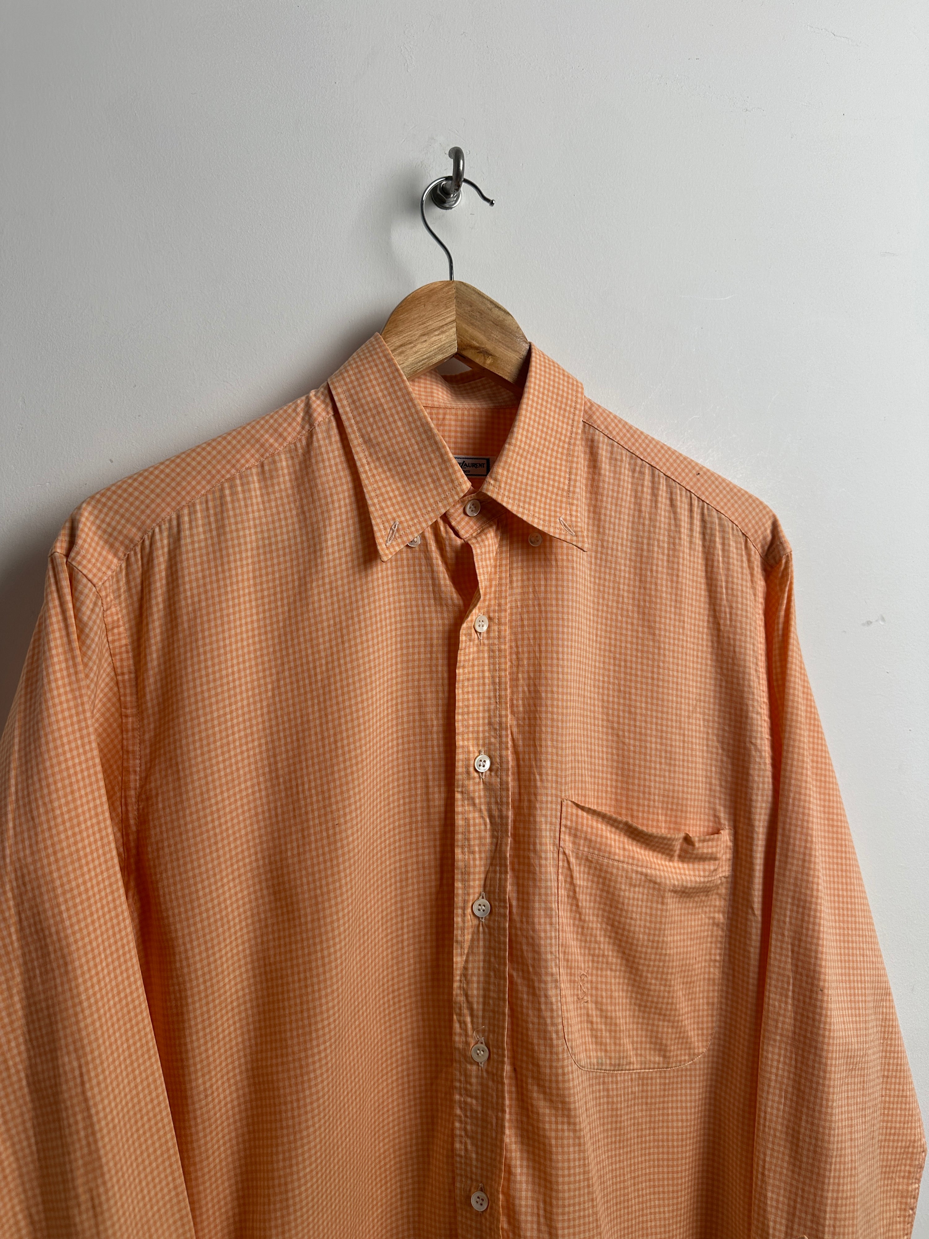 Yves Saint Lauren plaid button up in orange