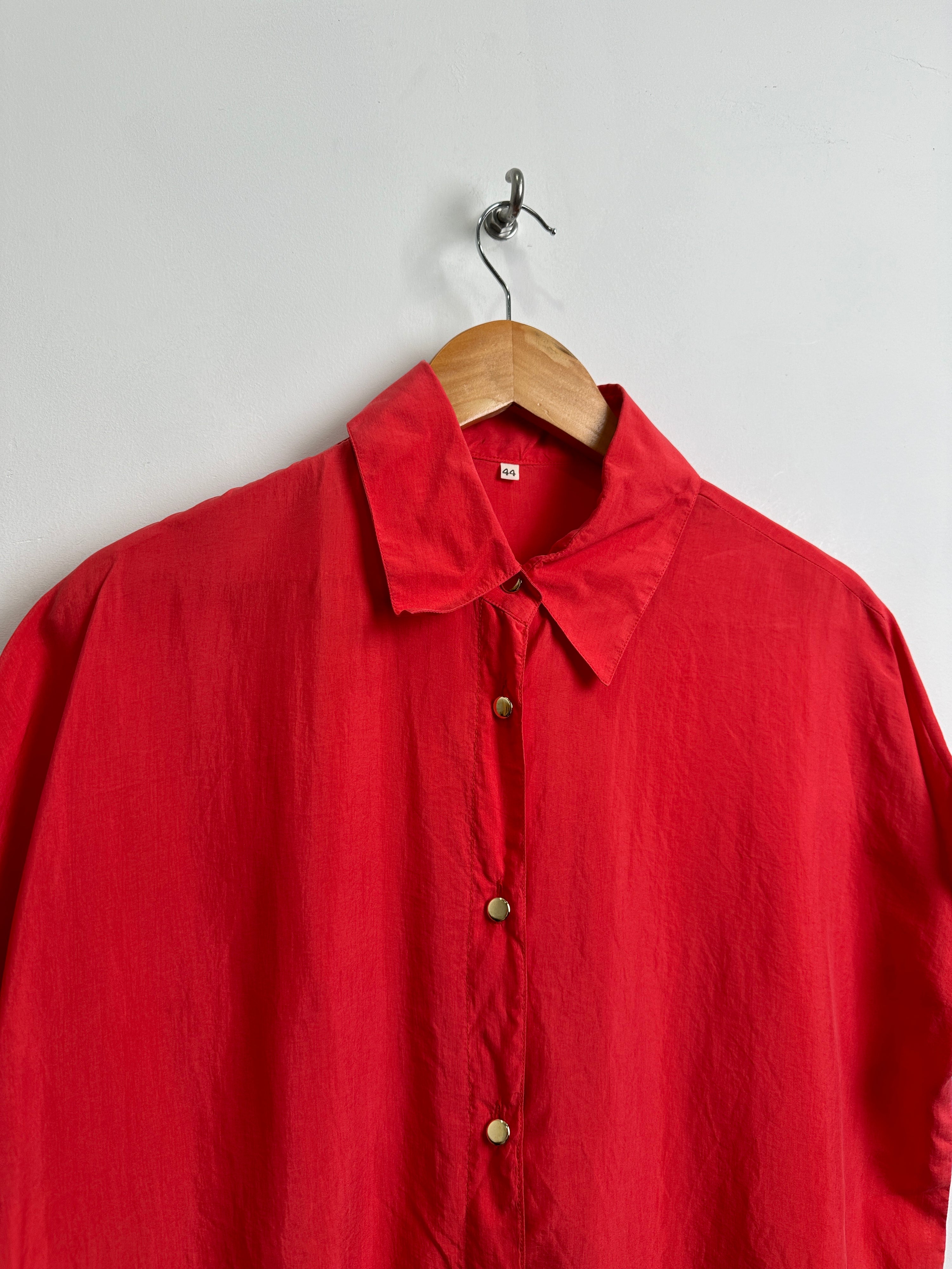 Vintage reworked cropped shirt in red