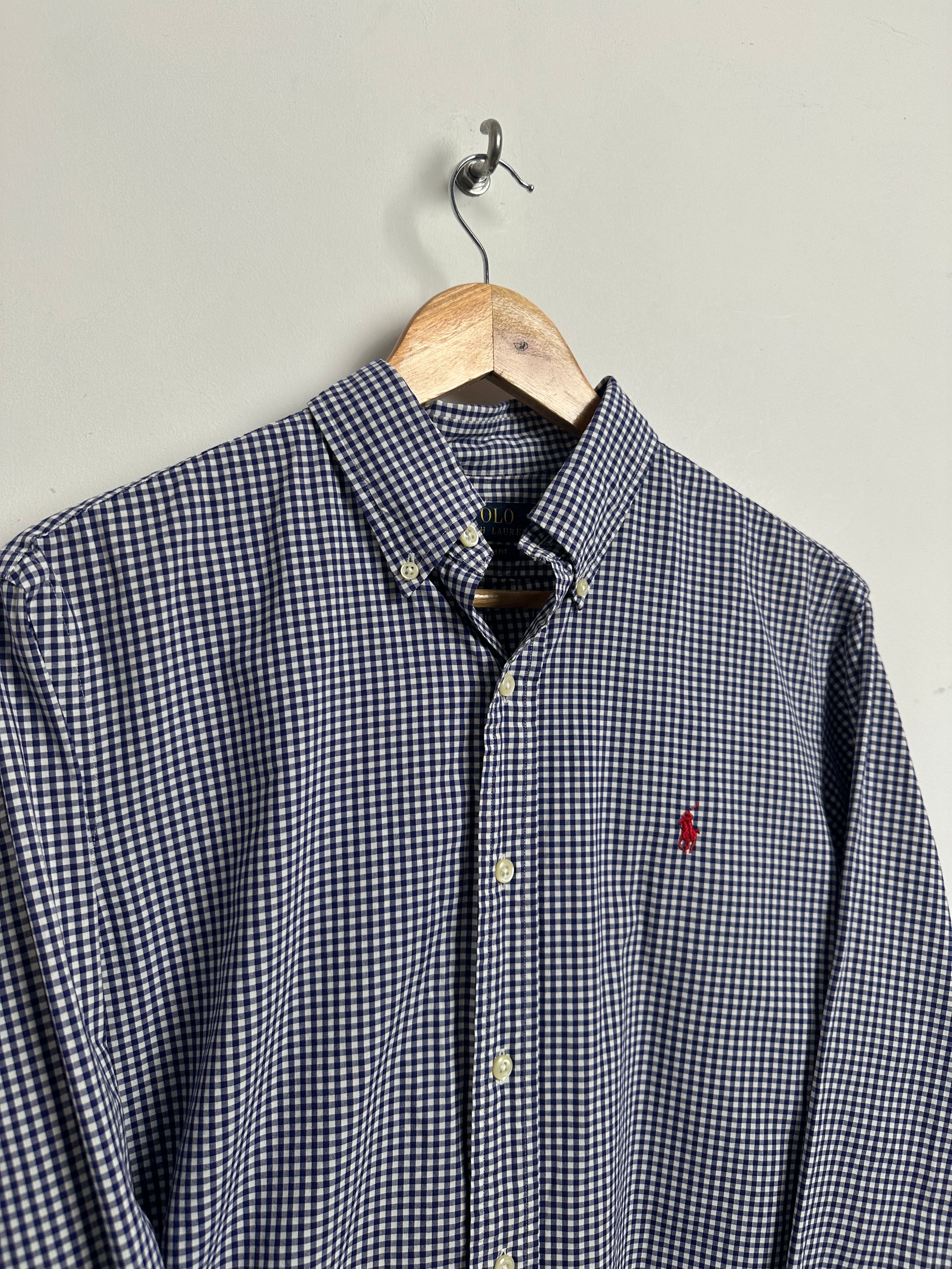 POLO RALPH LAUREN checkered long sleeve dark blue