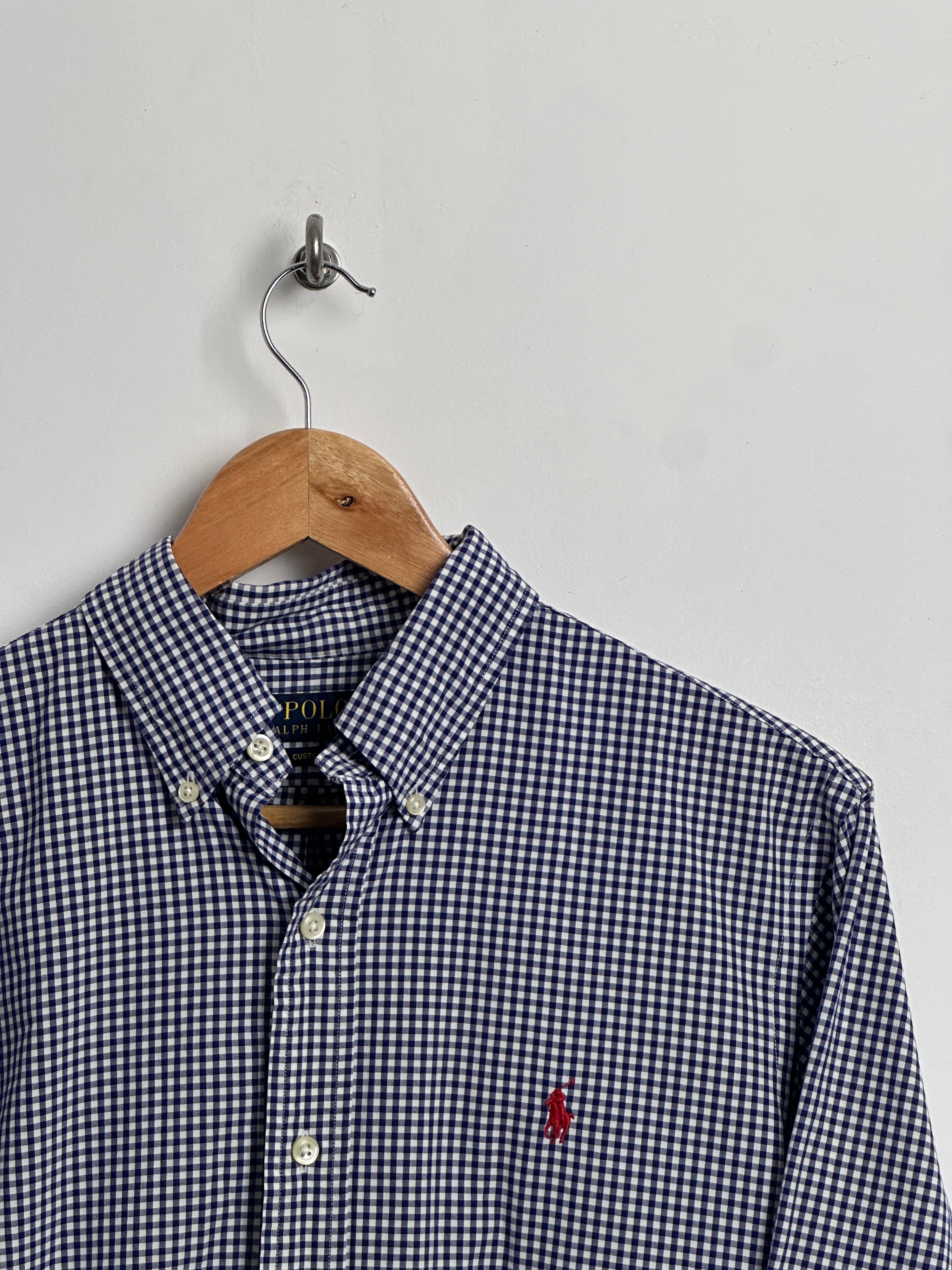 POLO RALPH LAUREN checkered long sleeve dark blue