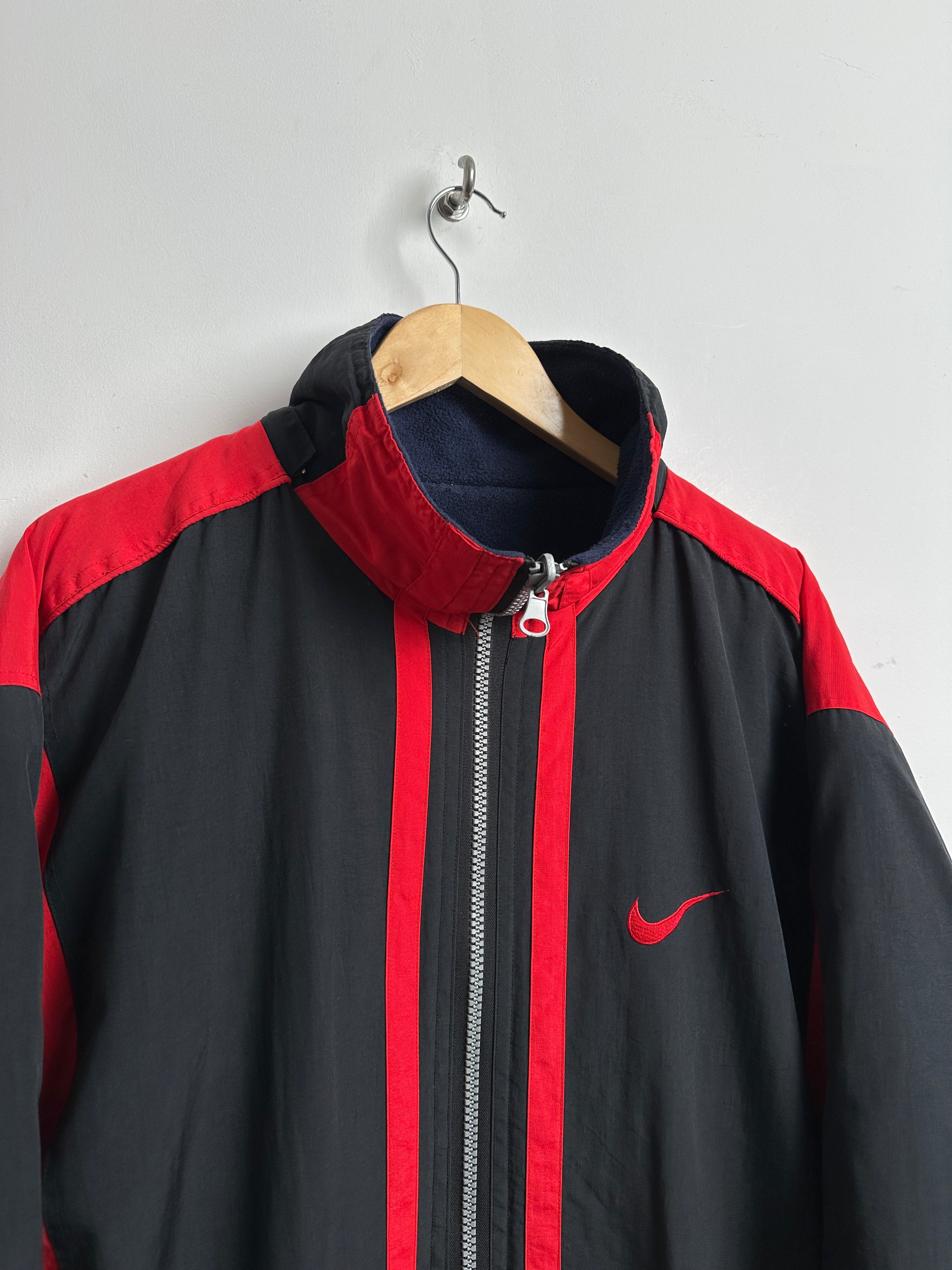 NIKE reversible jacket red and black/ blue fleece