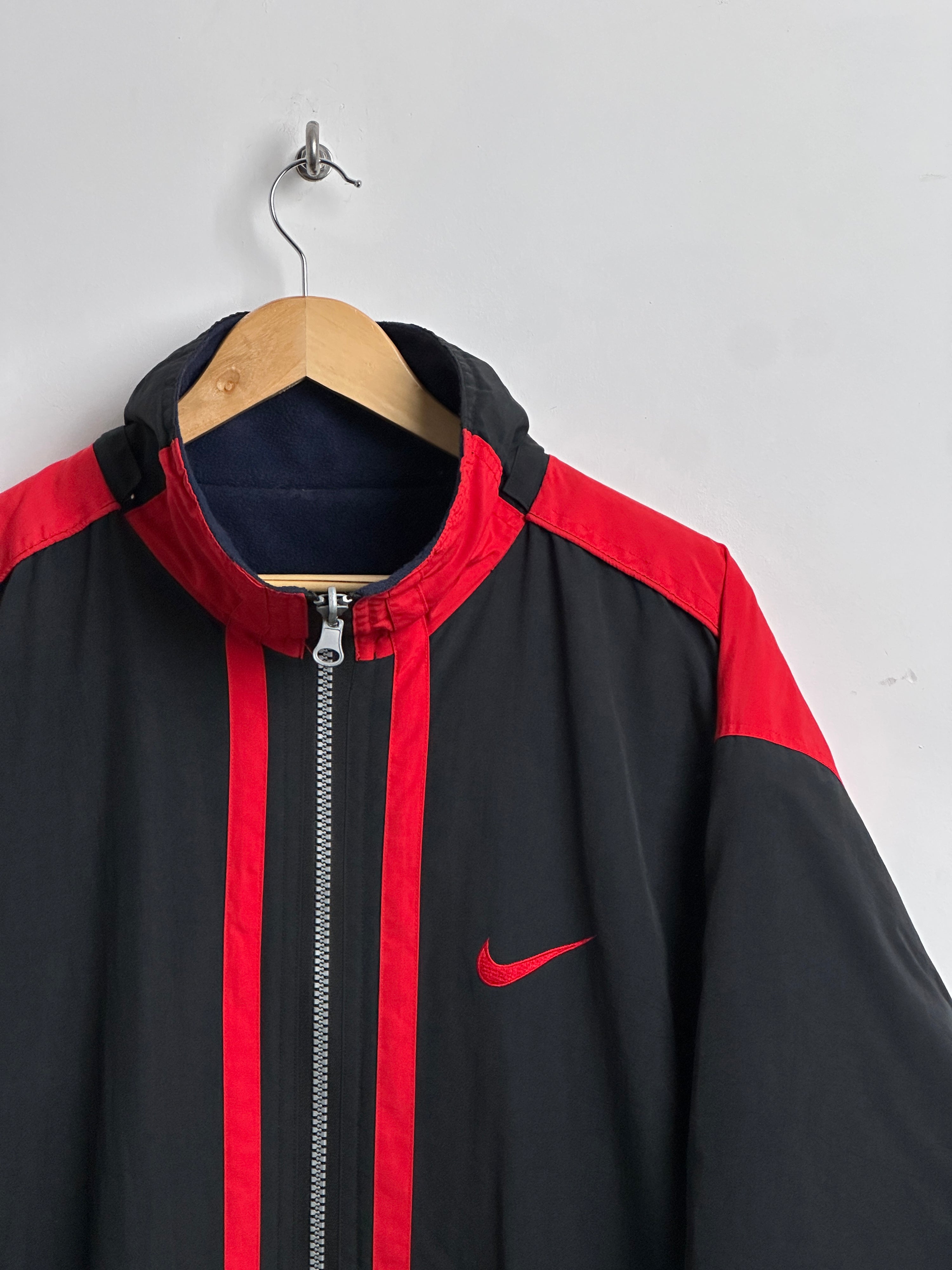 NIKE reversible jacket red and black/ blue fleece