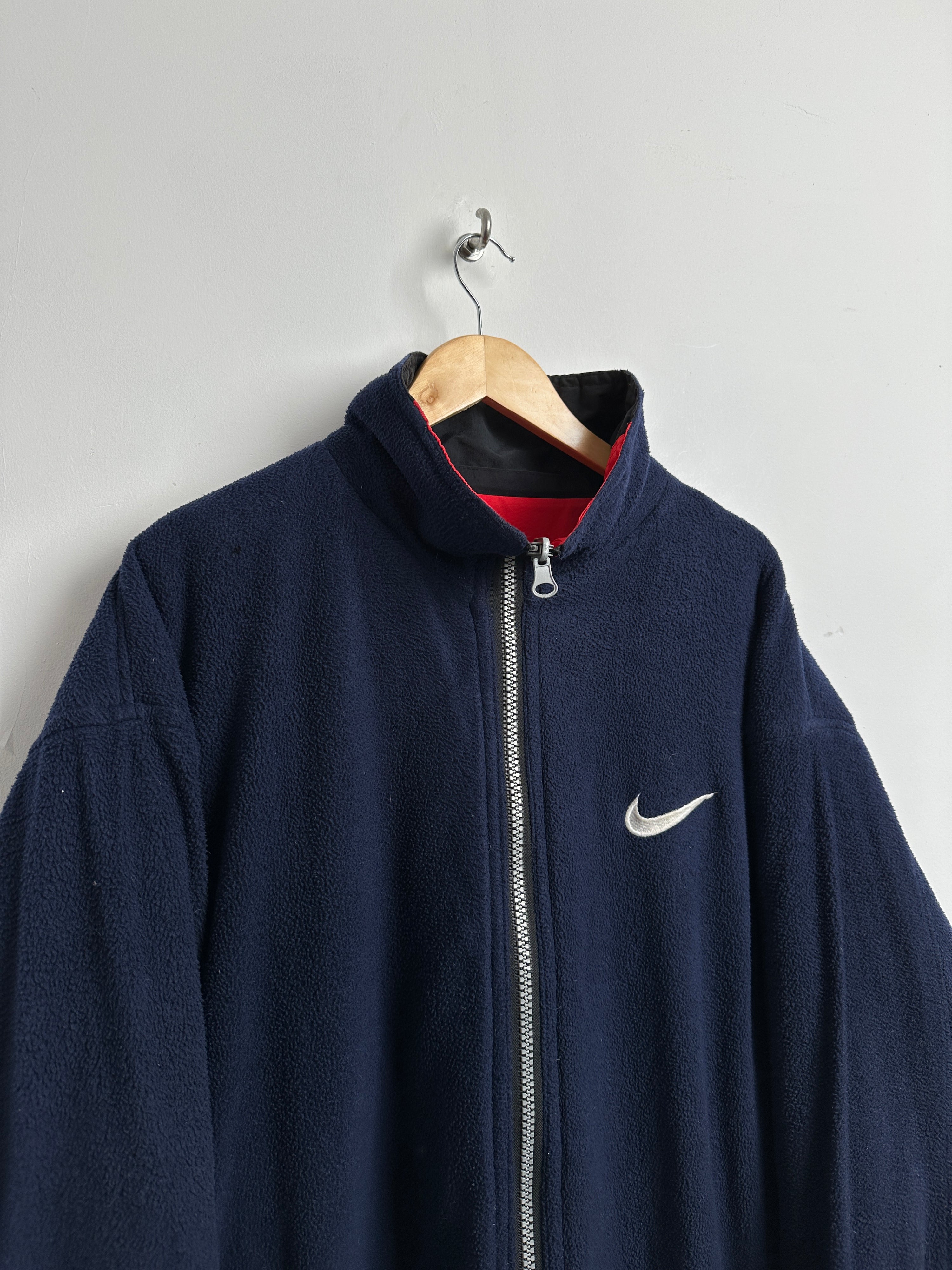 NIKE reversible jacket red and black/ blue fleece