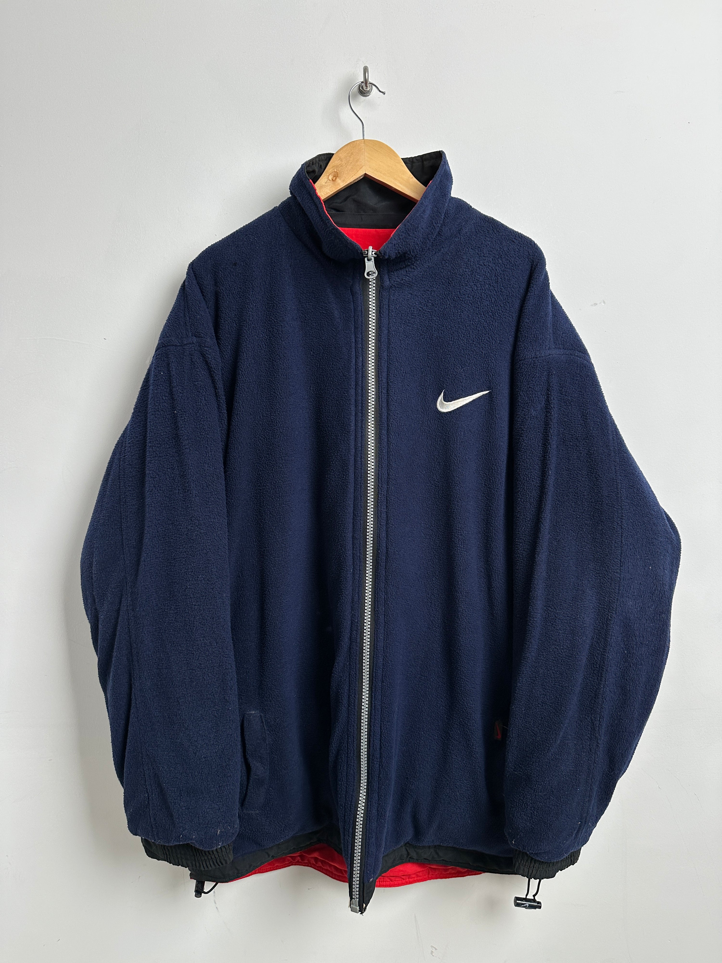 NIKE reversible jacket red and black/ blue fleece