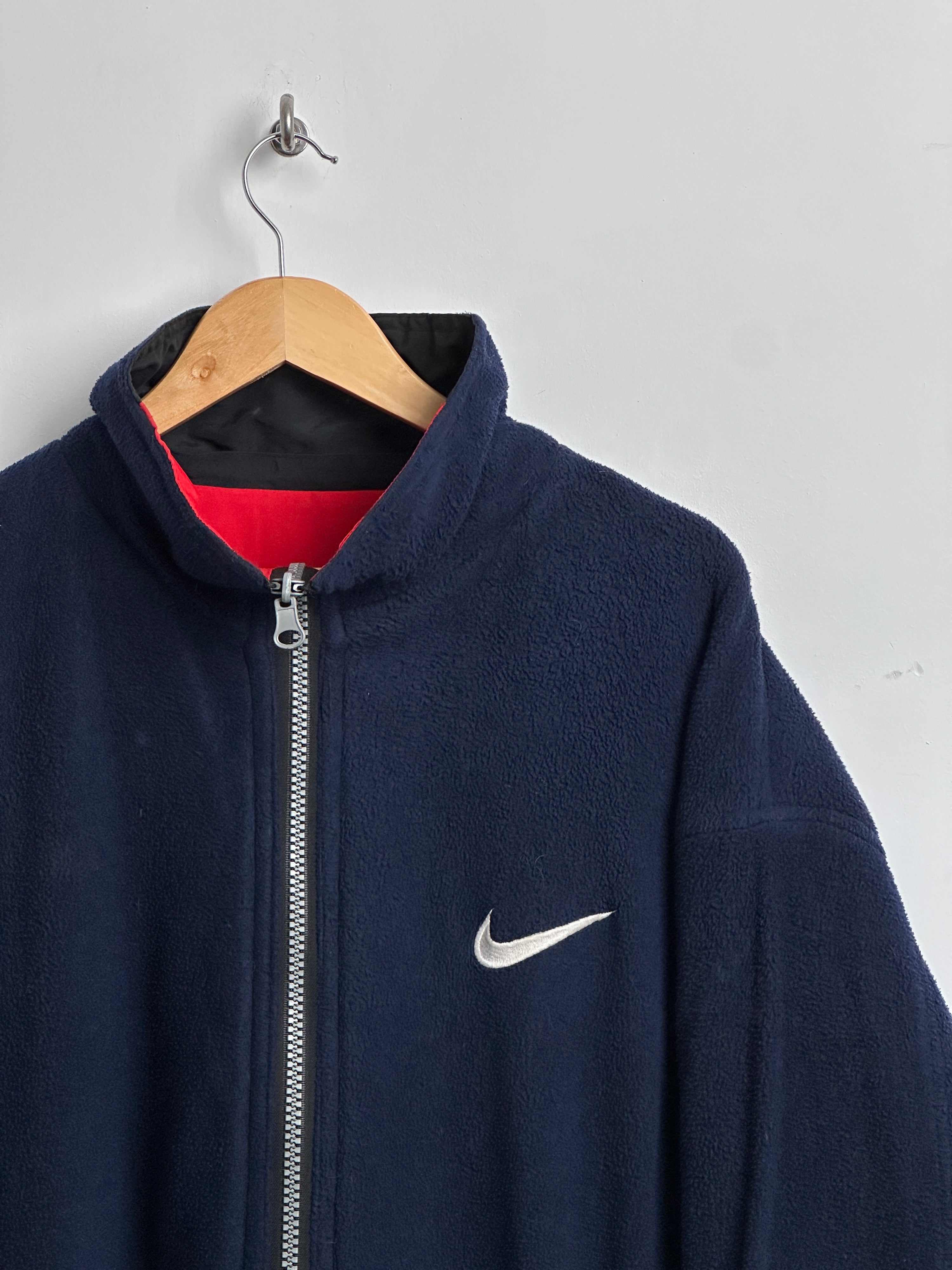 NIKE reversible jacket red and black/ blue fleece