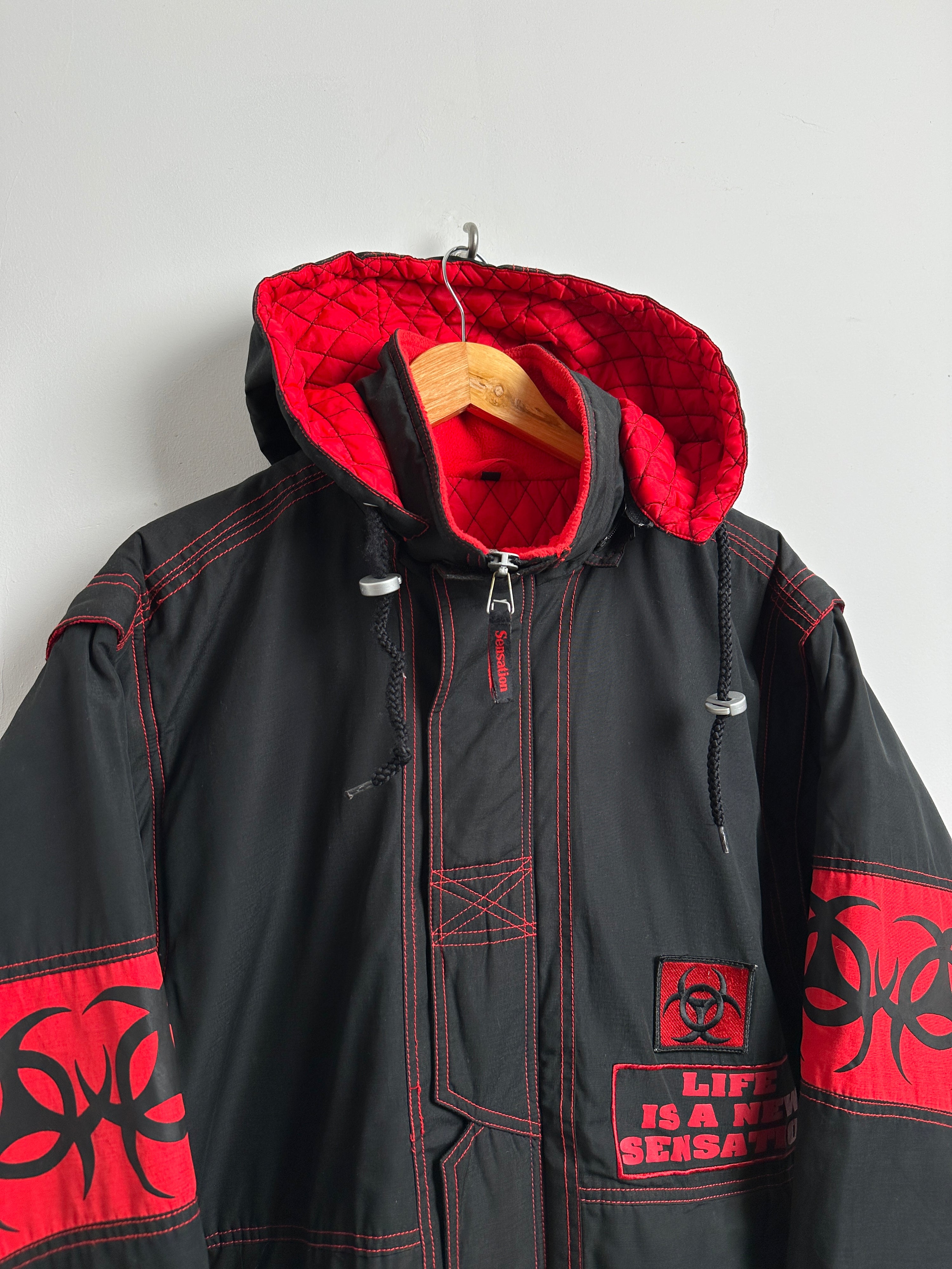 Sensation windbreaker jacket red and black