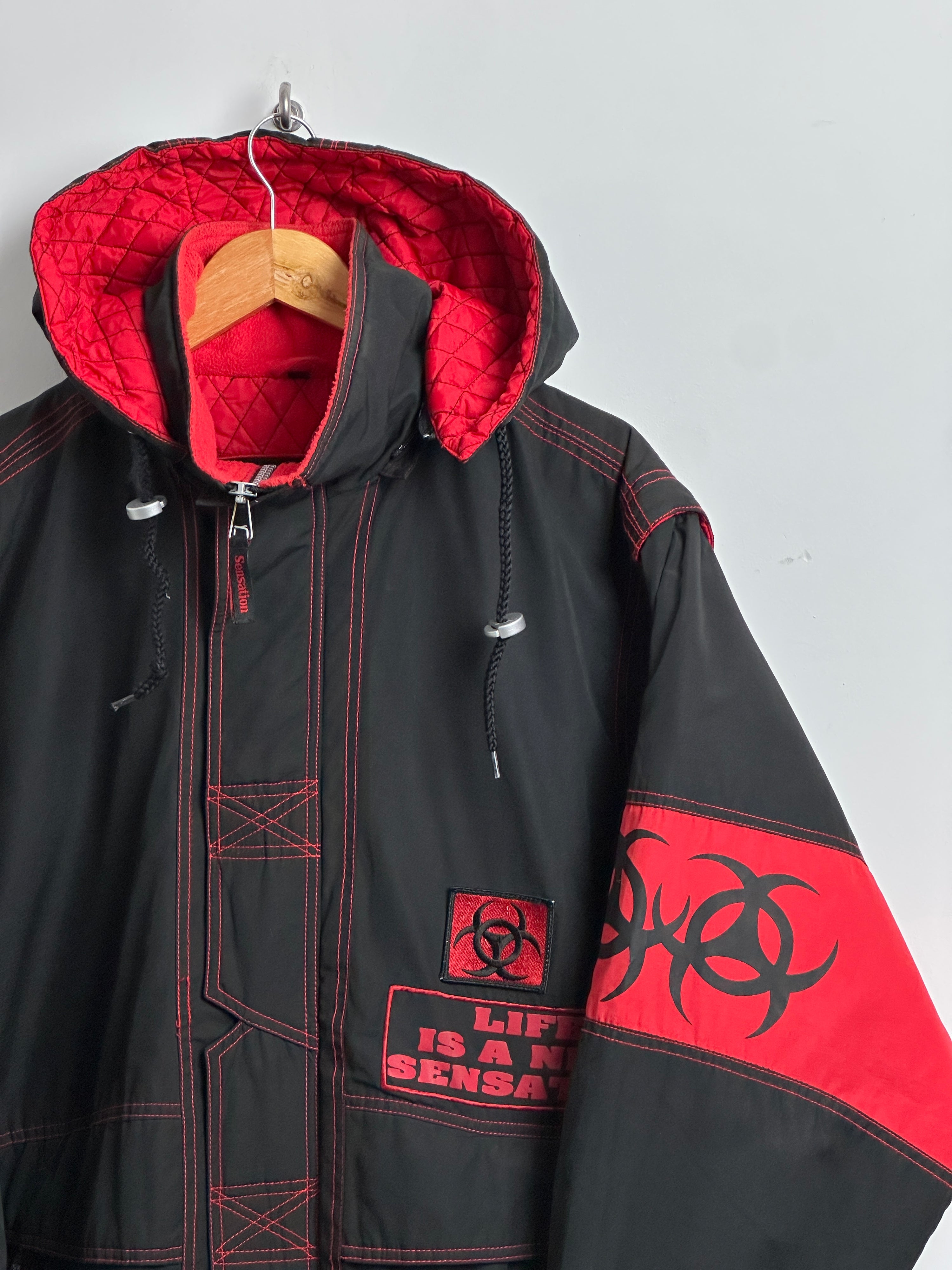 Sensation windbreaker jacket red and black