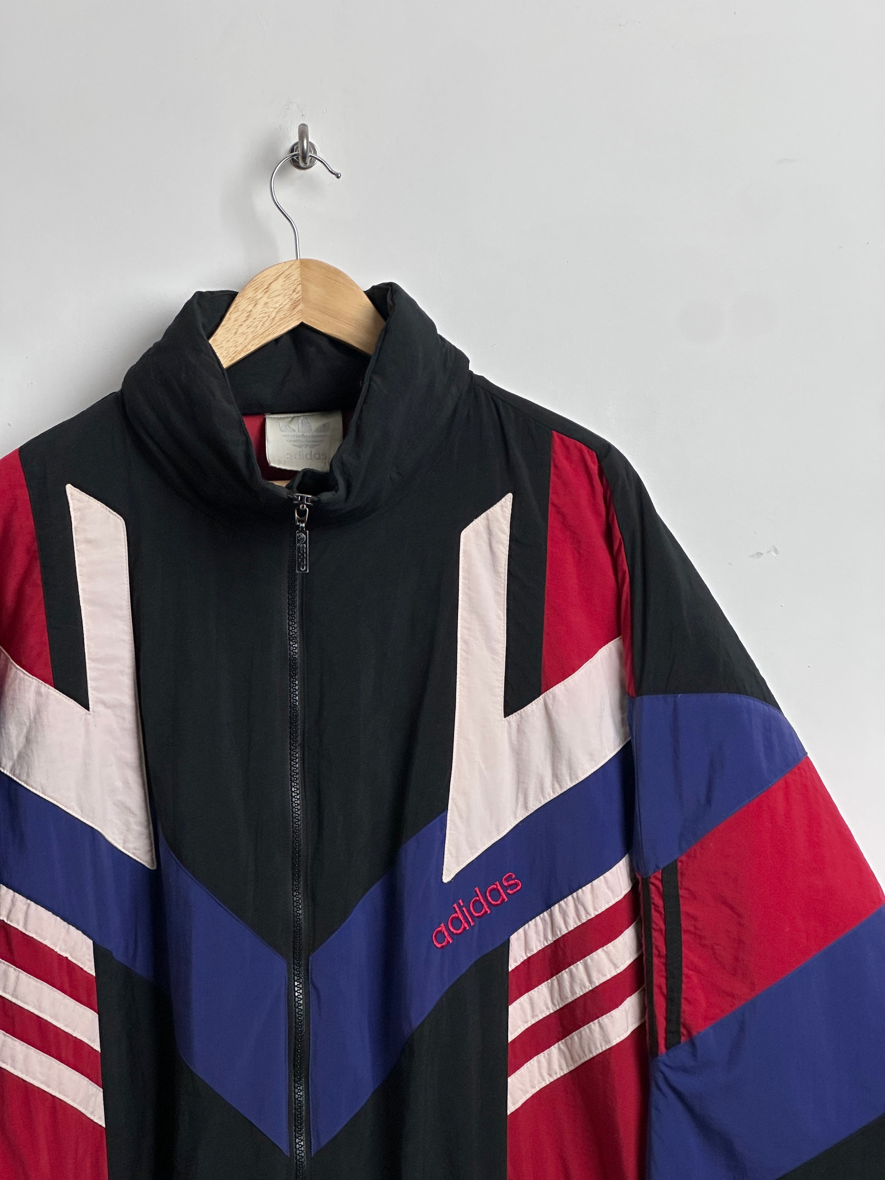 Vintage adidas windbreaker red purple black and white