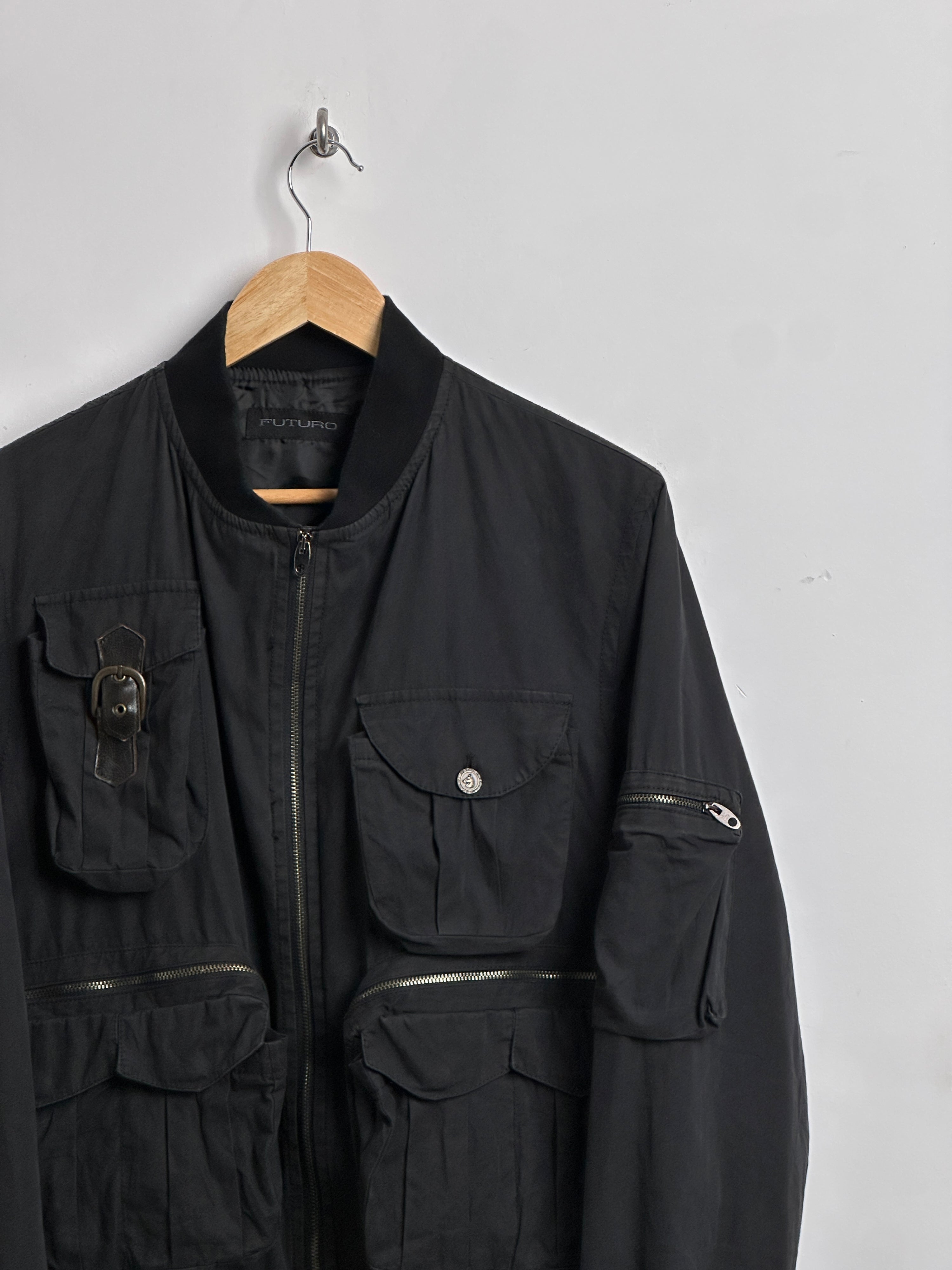 Vintage futuro cargo zip up in black