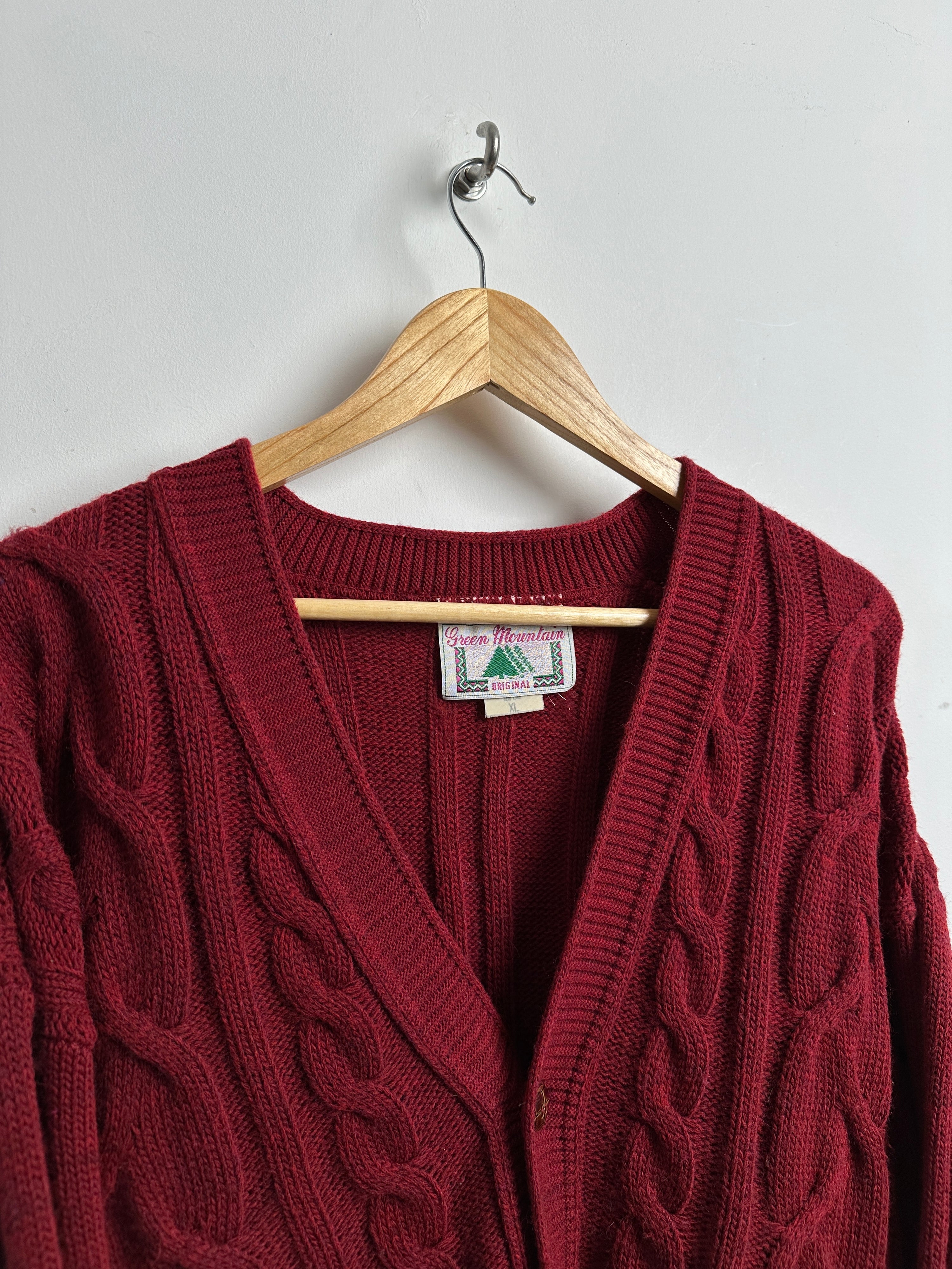 Green Mountain red knitted cardigan