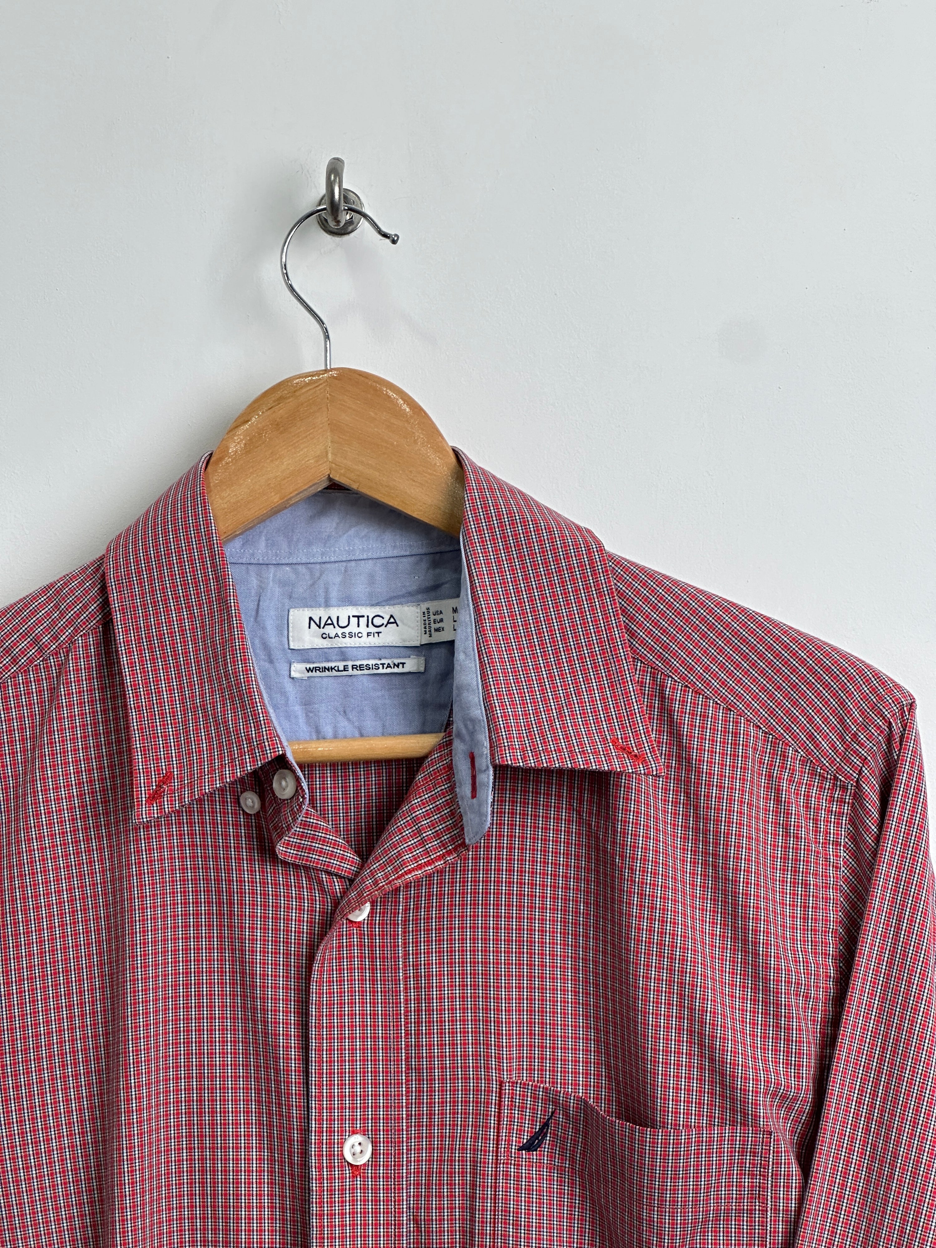 NAUTICA long-sleeve shirt in red with checked patterns