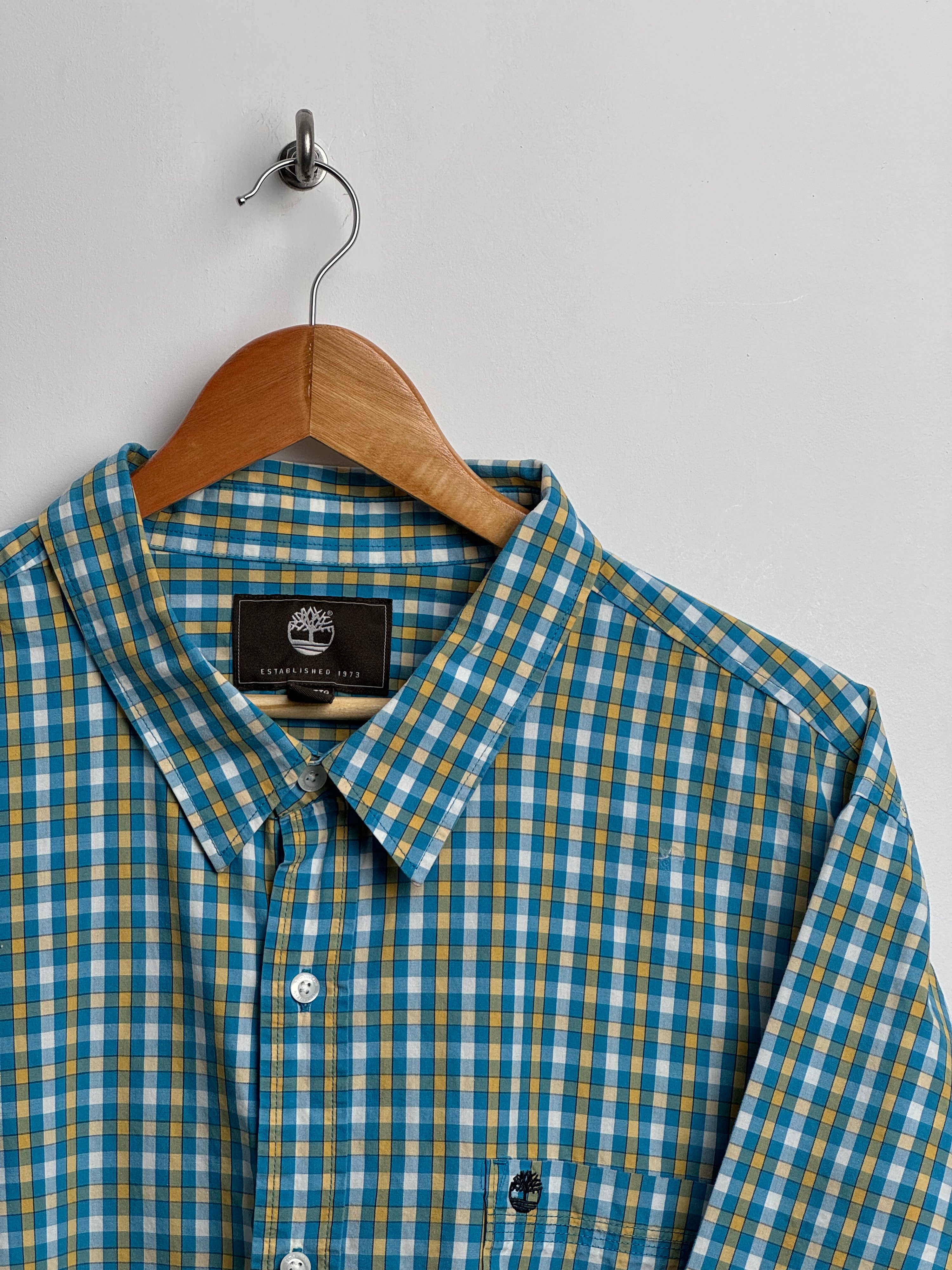 TIMBERLAND short sleeve blue and yellow checkered shirt